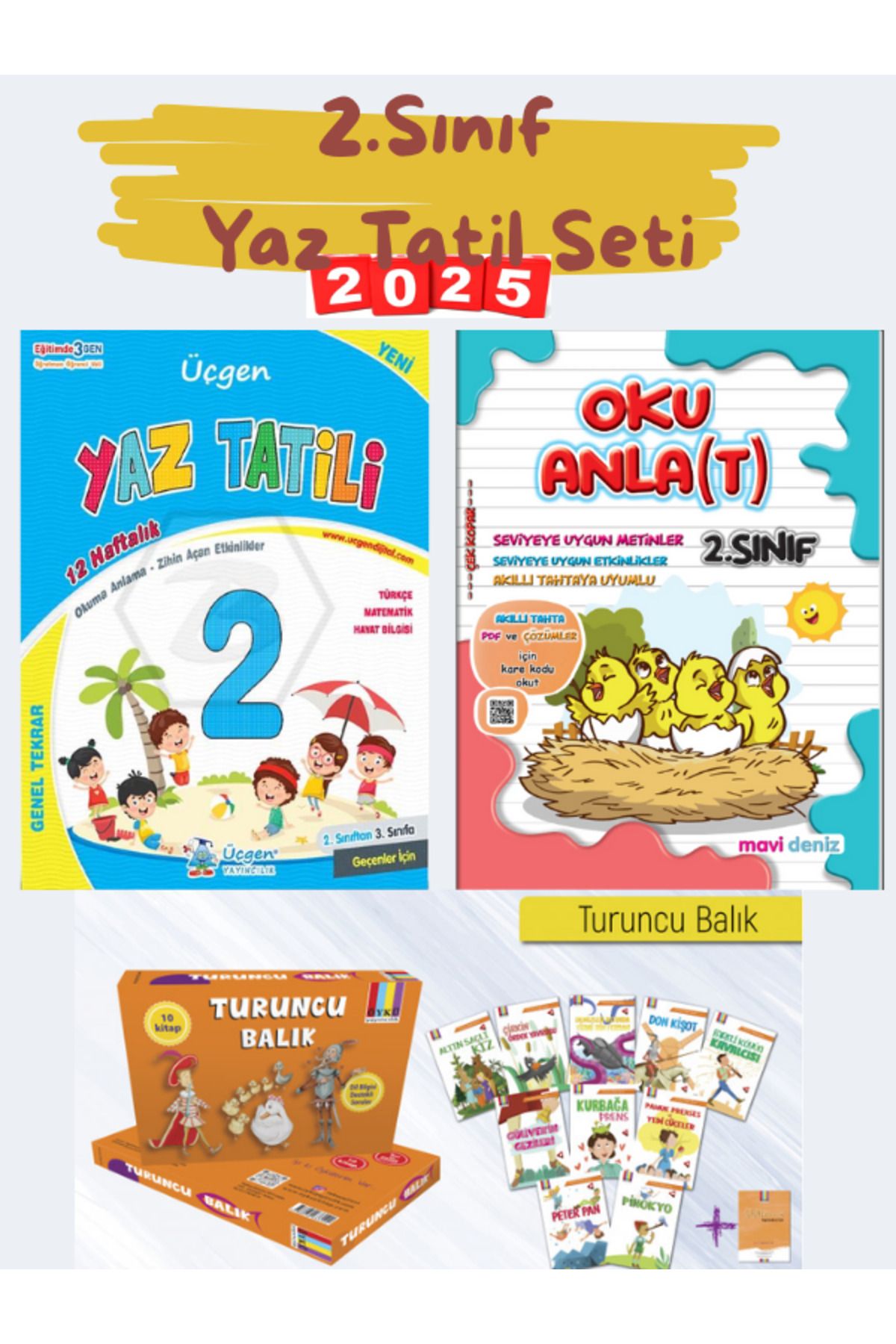 Üçgen Yayıncılık 2. Sınıf Yaz Tatil Seti - 12 Kitap 2025 Özel