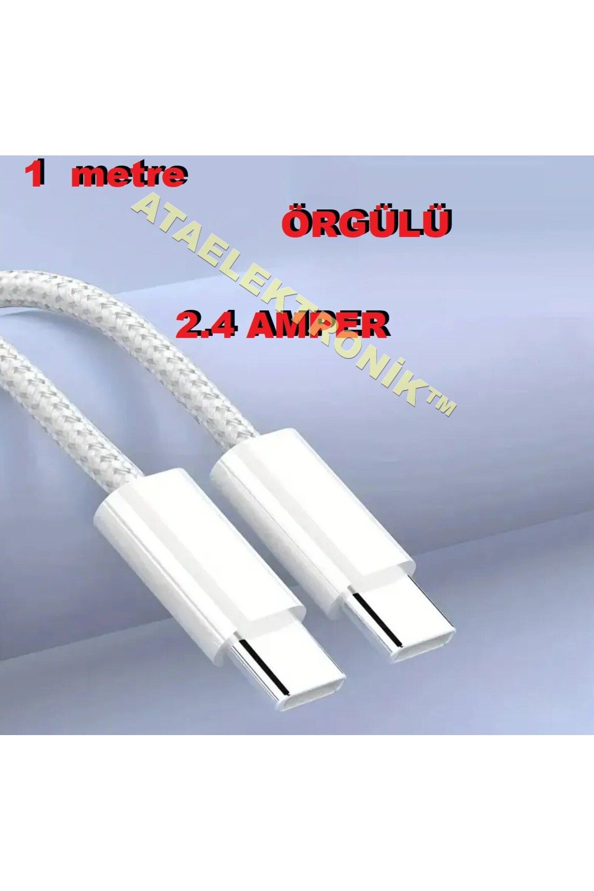 ATAELEKTRONİK 1 Metre Süper Hızlı Type-C to Type-C Şarj Ve Data Örgülü Samsung Mİ Oppo Reeder Huawei