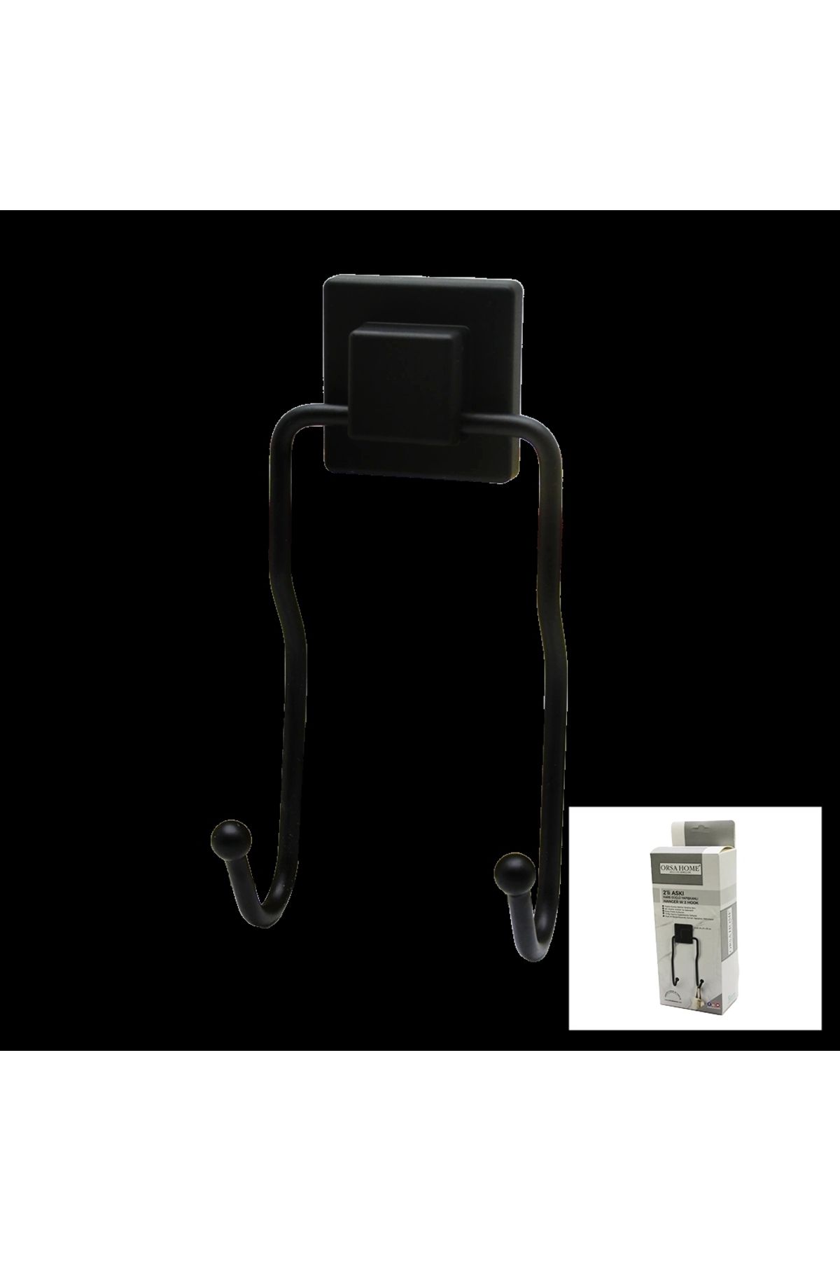 STOREMAX SİYAH - 2Lİ METAL SARKIK ASKI KARE GÜÇLÜ YAPIŞKANLI 8X9X19CM (5047)