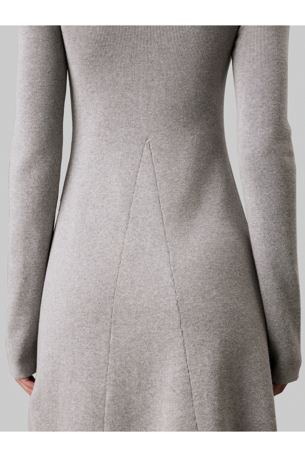 Calvin Klein-Women Grey Heather Ribbed Cotton Flared Jumper Dress 4