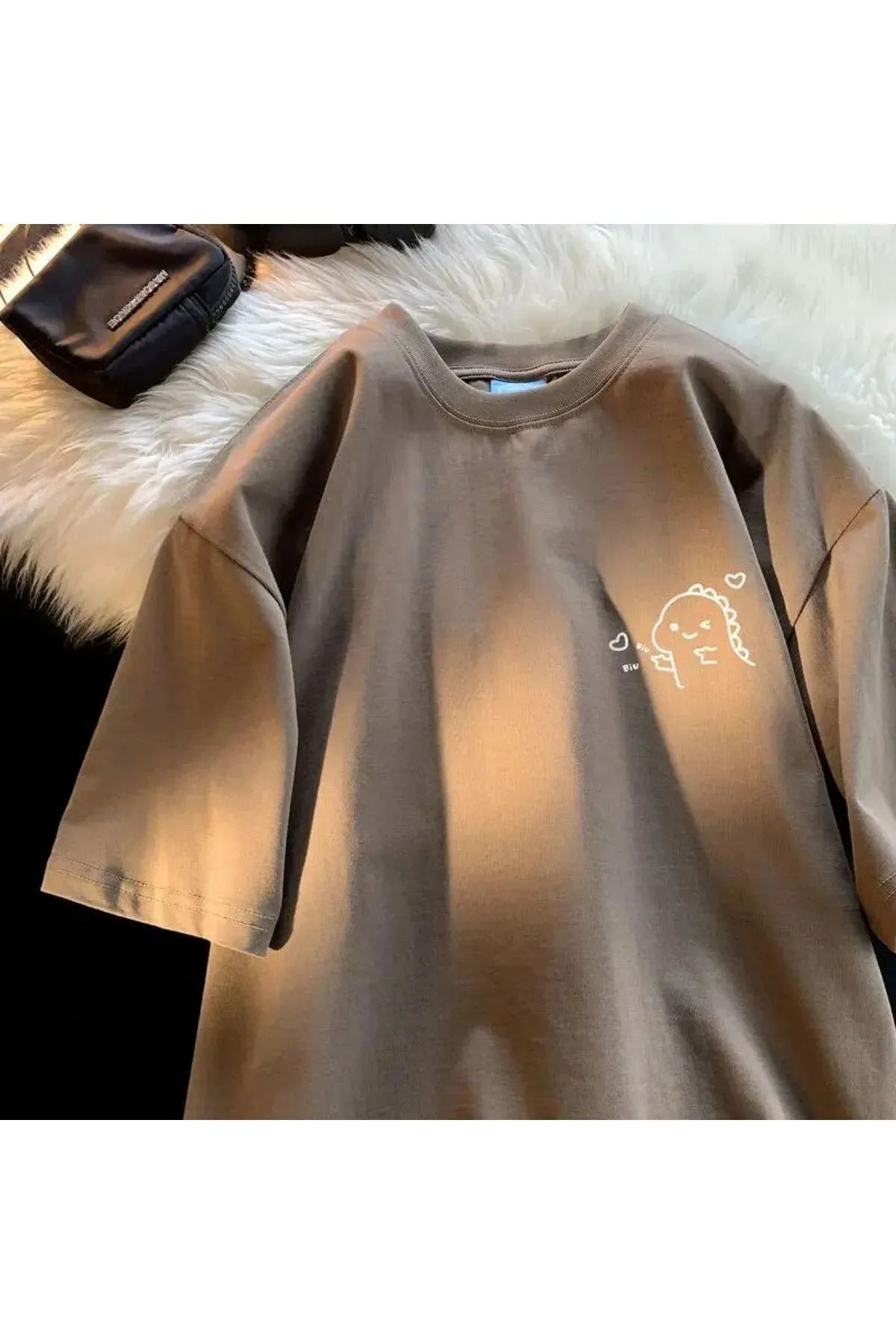 FeaR LeeS Dinozor Kalp Oversize T-shirt