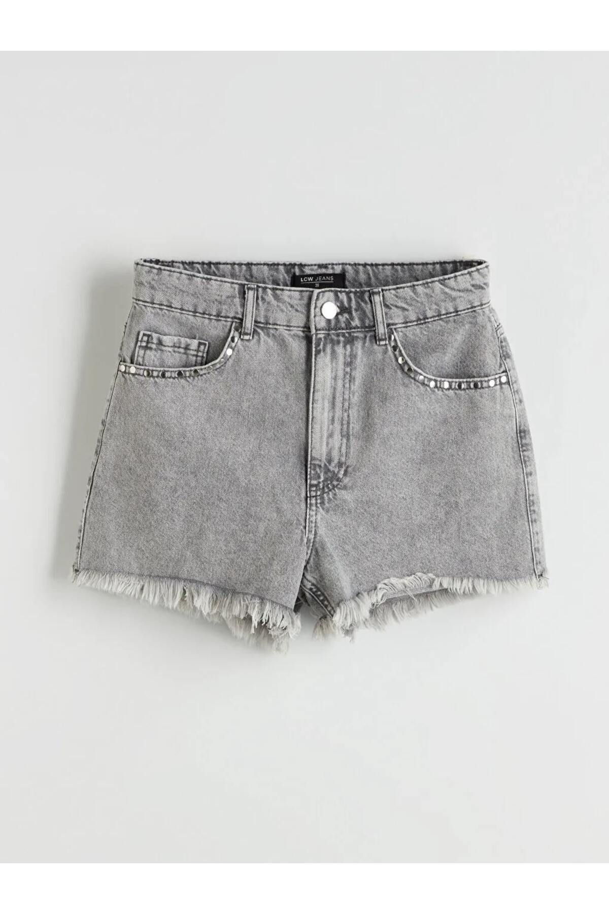 LC Waikiki LCW Jeans GRİ Mom Fit Kadın Jean Şort