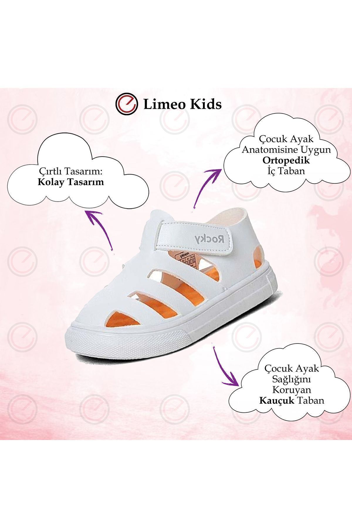 Moda Lime-Unisex Velcro Talpă flexibilă Ortopedică completă Durabilă Mucegai lată Sandale sport pentru copii Papuci 7