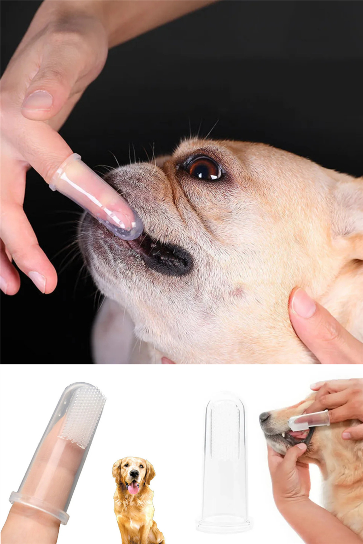 omilife 2 Adet Kediler Ve Köpekler Için 2'li Parmak Diş Fırçası