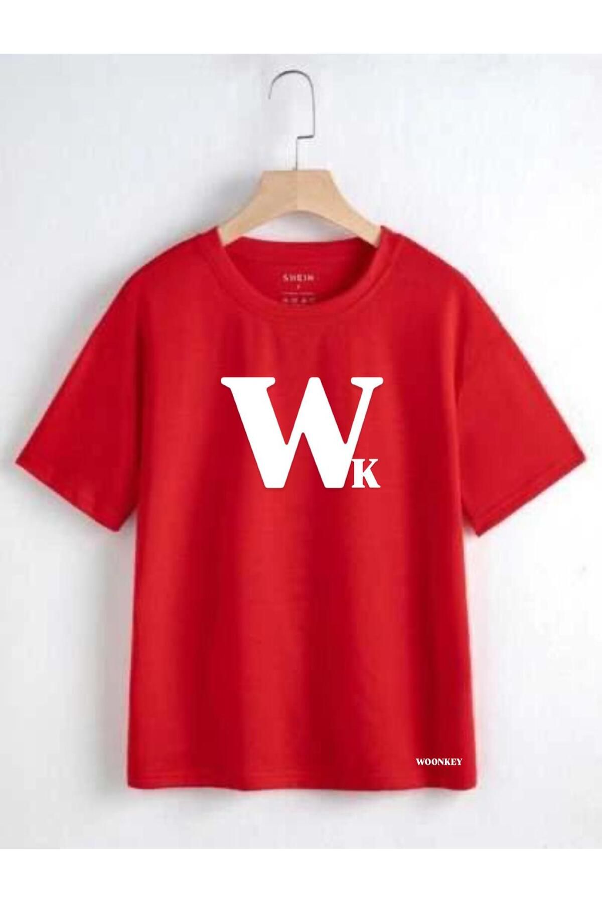 woonkey UNISEX OVERSİZE WK BASKILI BİSİKLET YAKA TİŞÖRT