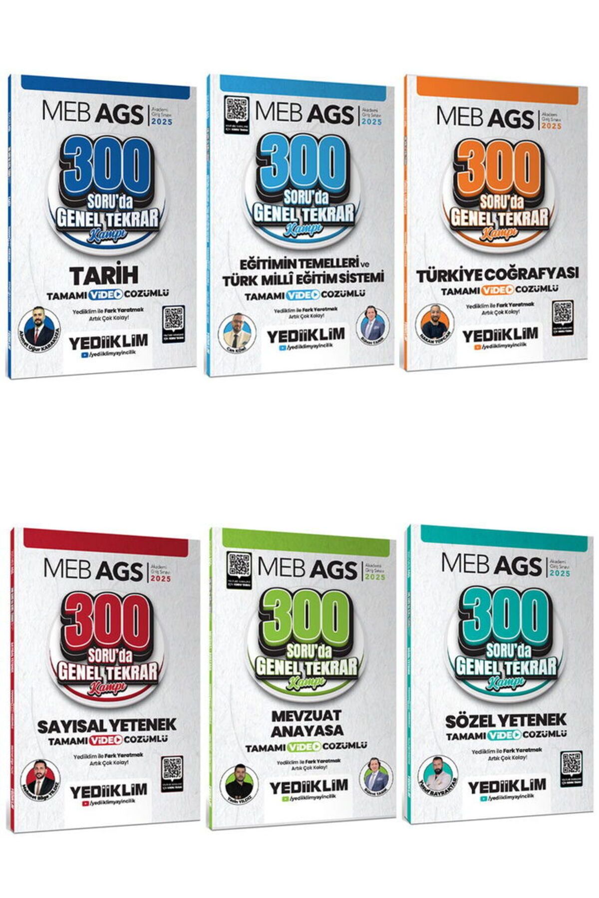 Yediiklim Yayınları 2025 Meb Ags 300 Soruda Tamamı Video Çözümlü Genel Tekrar Kampı 6 Lı Set