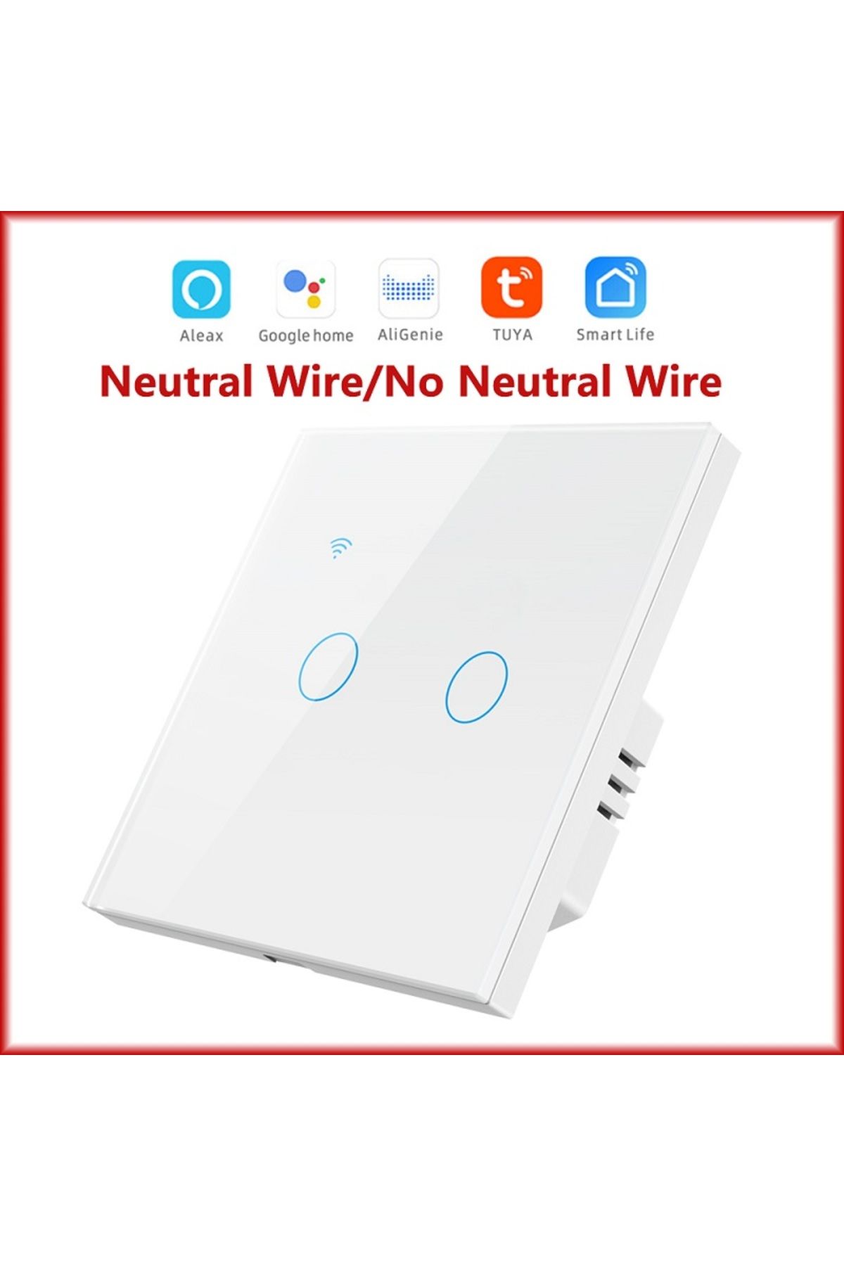 OEM-Intrerupator Inteligent Cu Touch, Wifi, Control La Distanta,sticla Securizata,10a, 2 Canale, Alb 2