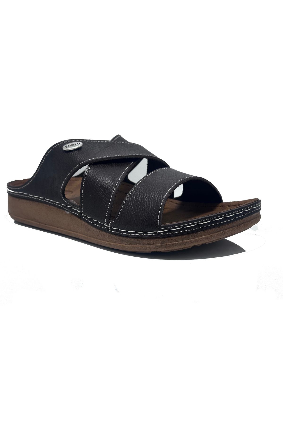 ayaktarz-Enova Brown Comfortable Stylish Outward Men's Slippers 2
