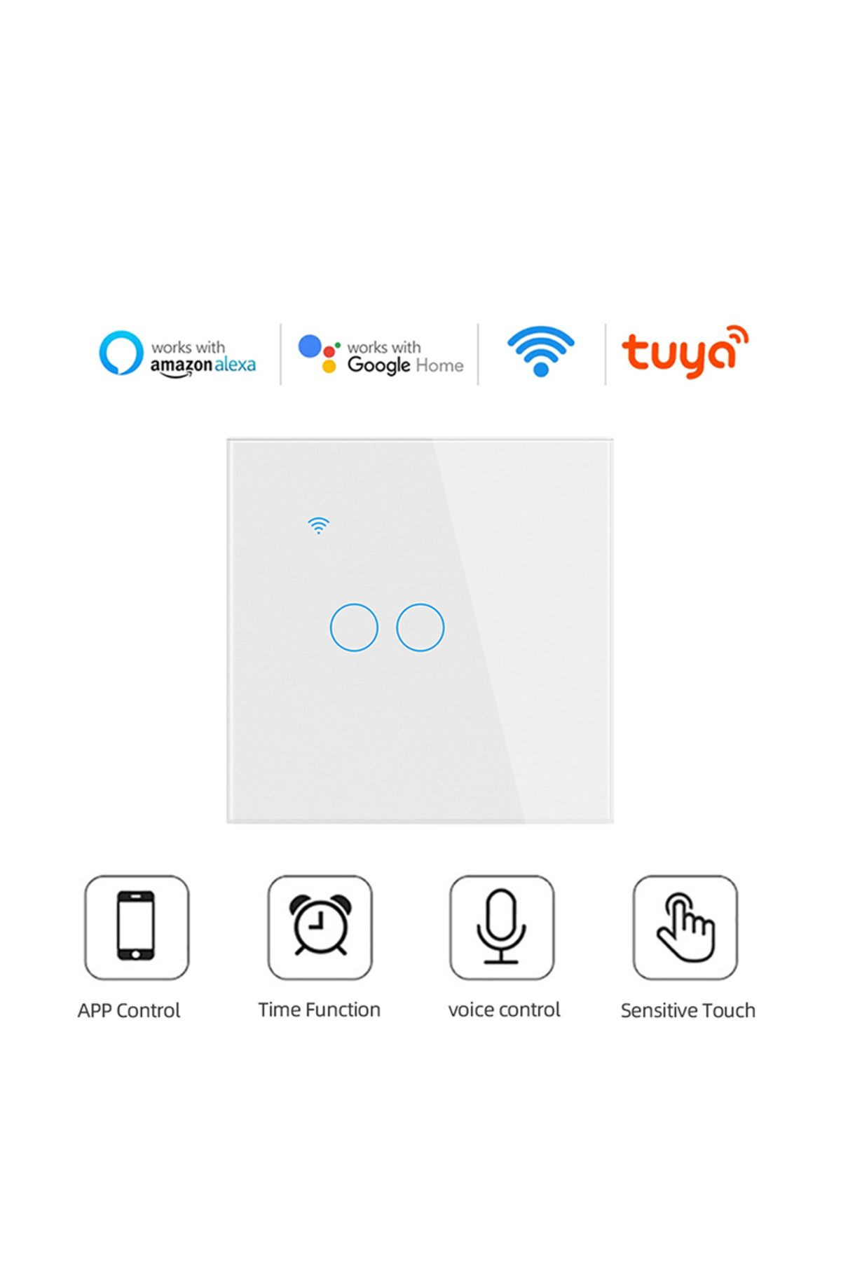 OEM-Intrerupator Inteligent Cu Touch, Wifi, Control La Distanta,sticla Securizata,10a, 2 Canale, Alb 5