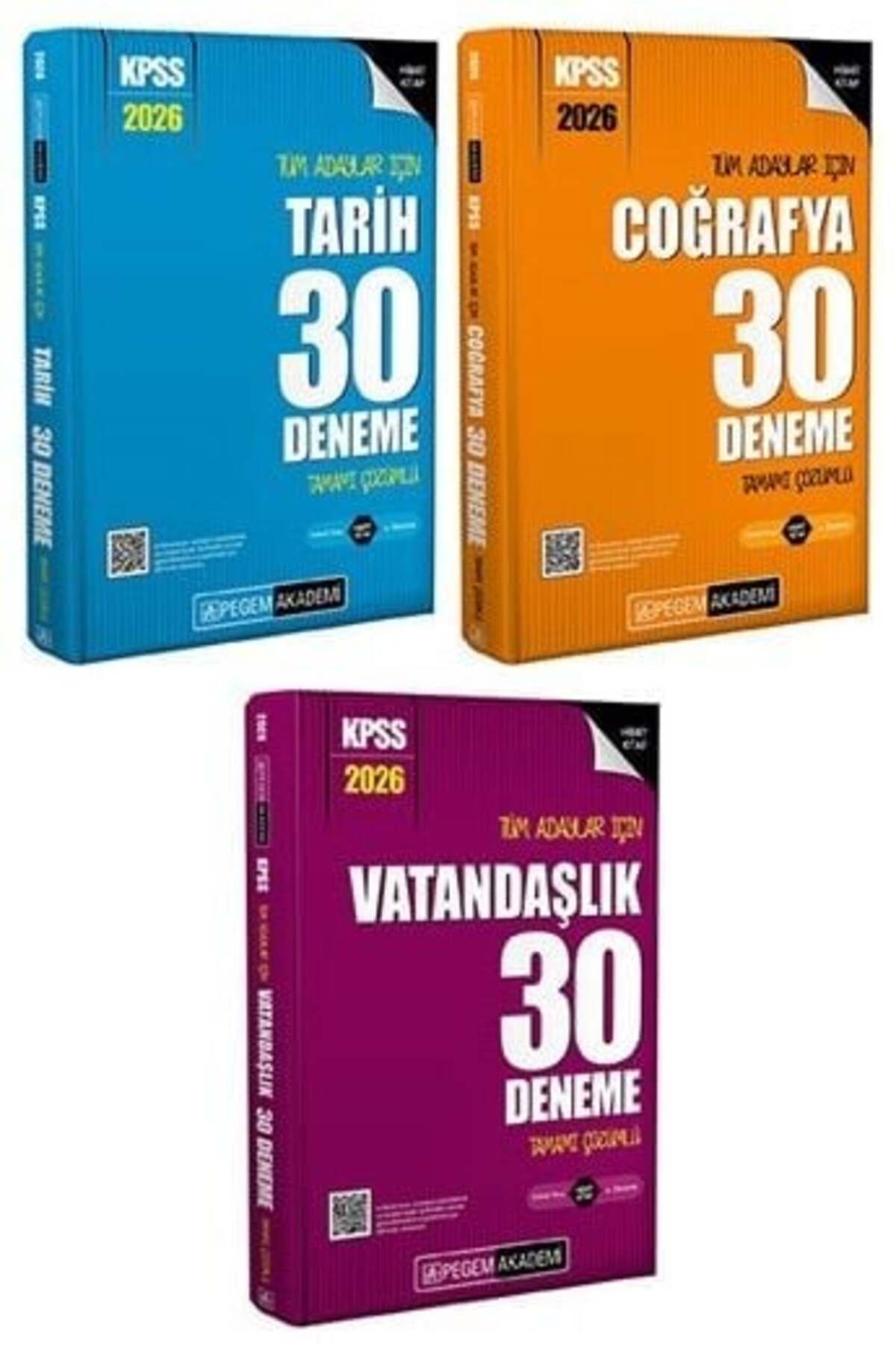 Pegem Akademi Yayıncılık Pegem 2026 KPSS Tarih+Coğrafya+Vatandaşlık 90 Deneme 3 lü Set Pegem Akademi Yayınları