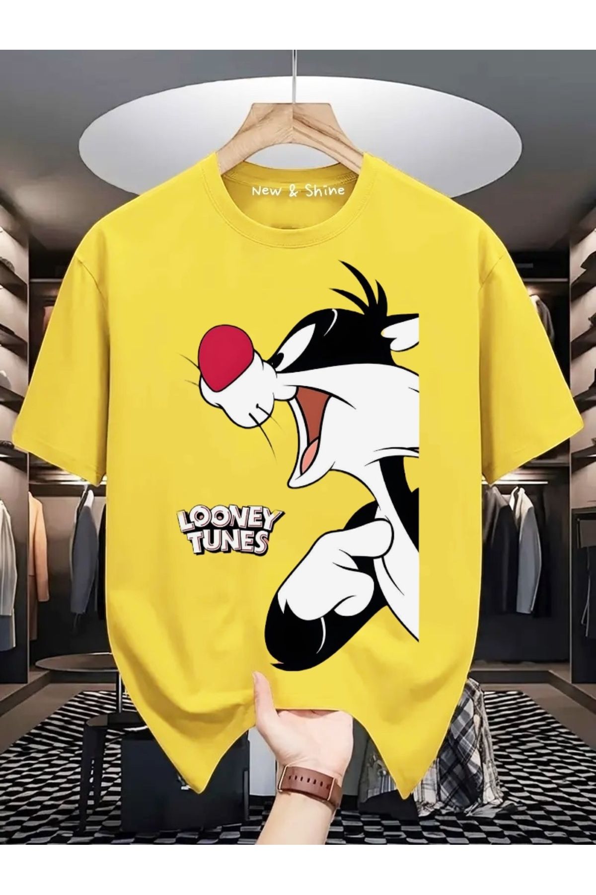 New Shine Slyvester Baskılı Oversize T-Shirt