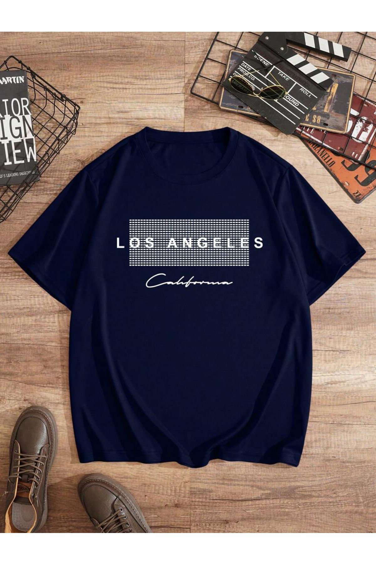 PAVRO Unisex Oversize tişört Los angels Baskılı T-shirt