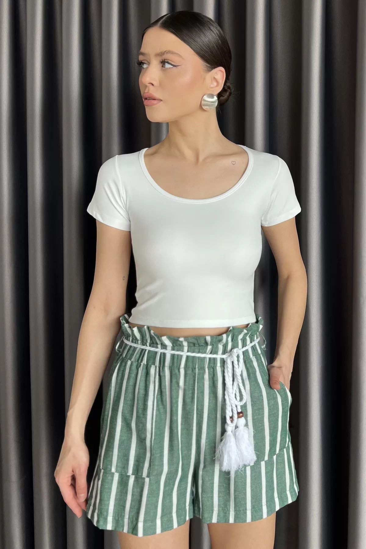 GÜLSELİ Beyaz Kadın Modal Kumaş Likralı Bluz