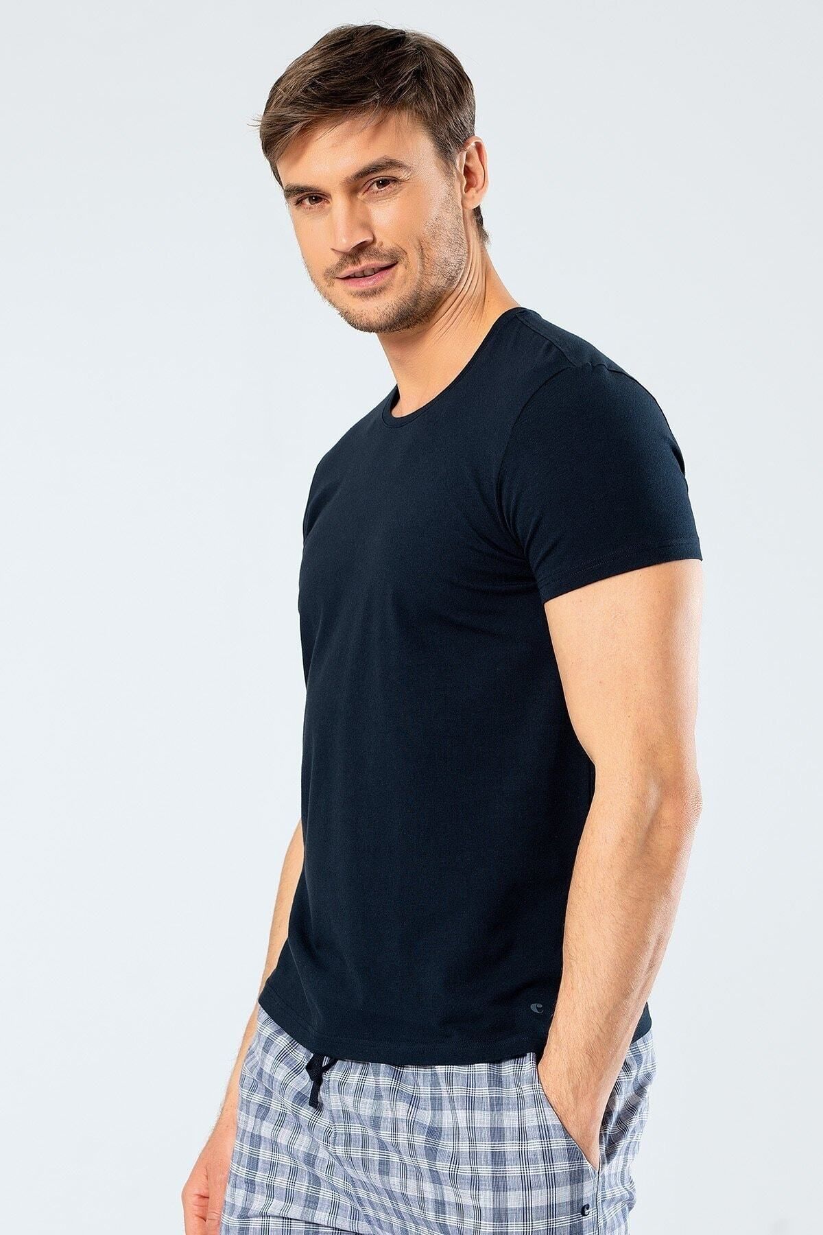 Cacharel %95 Pamuk %5 Likra Bisiklet Yaka Erkek T-shirt