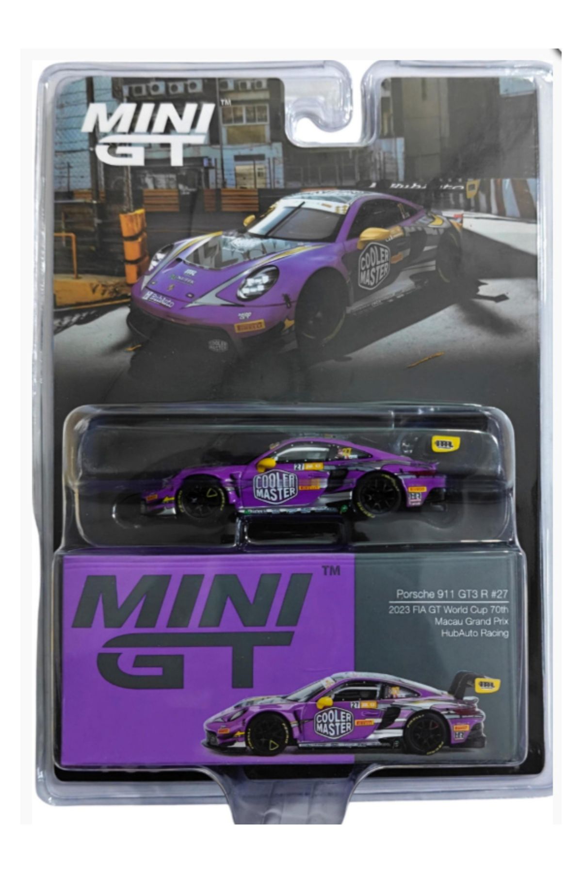 mini gt 1/64 Porsche 911 Gt3 R #27 Hubauto Racing 2023 Fia Gt World Cup Blister