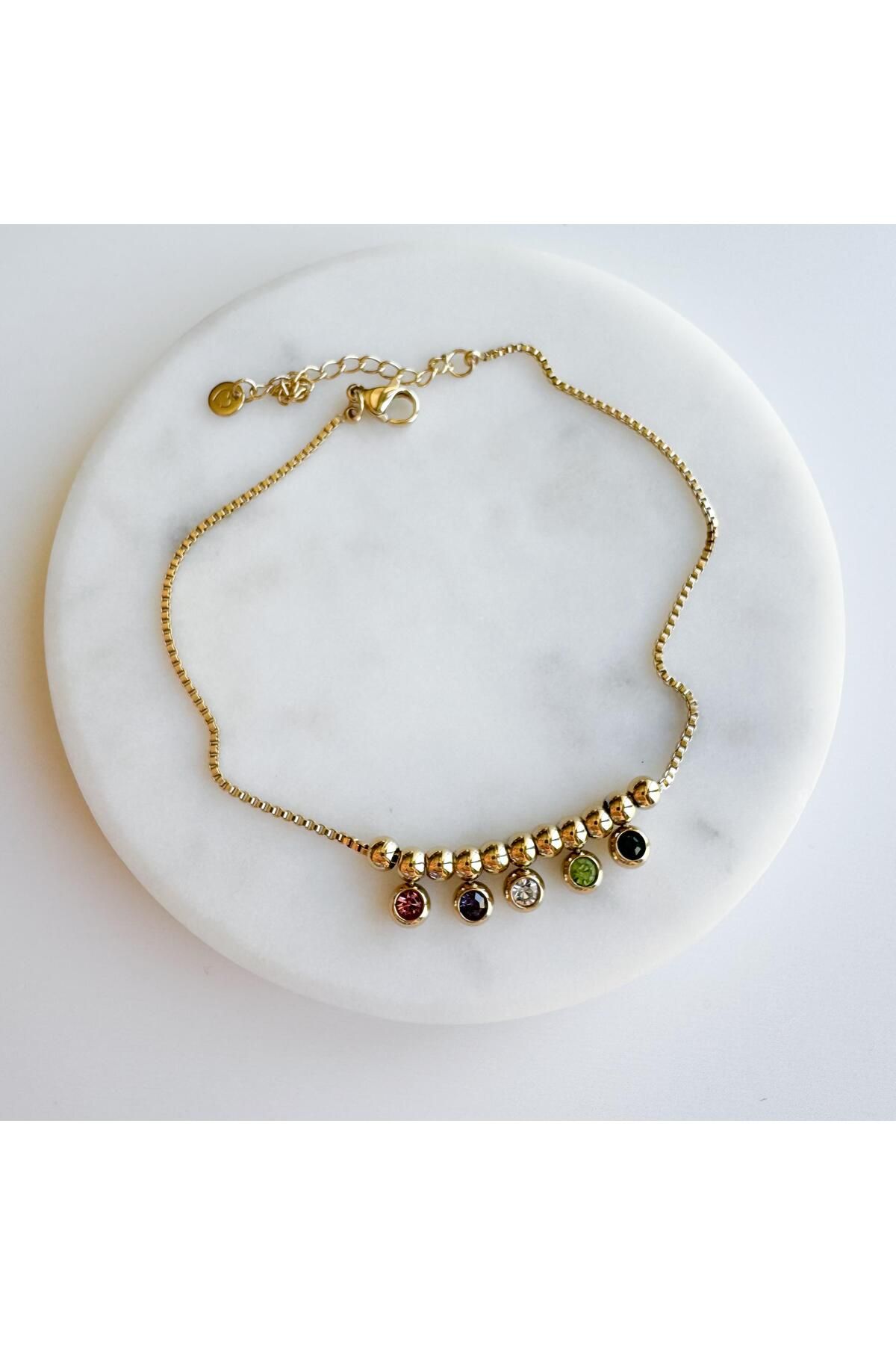 Venus Design Çelik Renkli Taşlı Halhal
