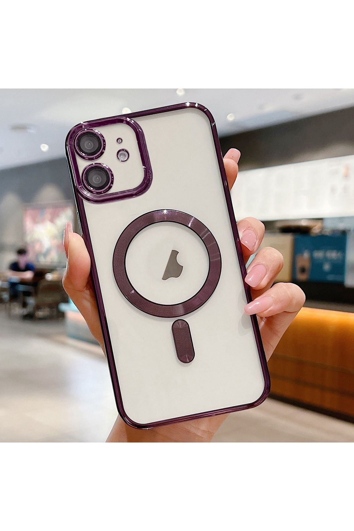 PSGT Apple ( Iphone 11 ) Kılıf Magsafe Kamera Lensli Korumalı Şeffaf Silikon Kapak
