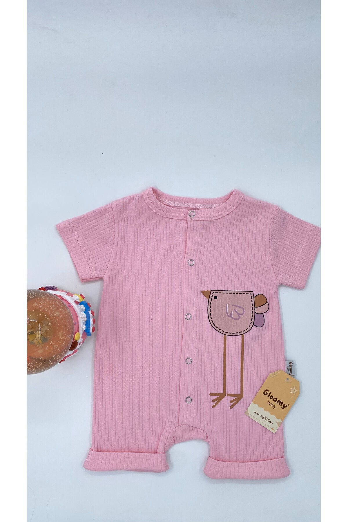 Gleamy FINDIK BEBE KIDS KUŞ DESEN ÇITÇITLI KISA KOLLU ŞORT TULUM(ZIBIN) fotoğrafı 3 (önizleme)