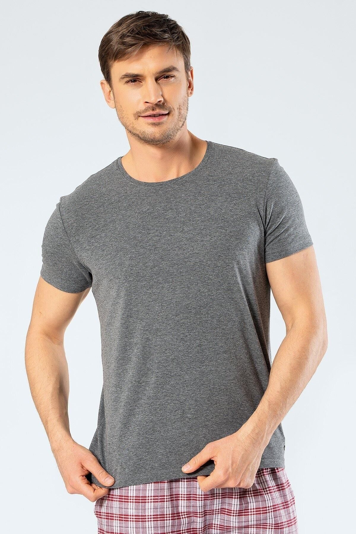 Cacharel %95 Pamuk %5 Likra Bisiklet Yaka Erkek T-shirt