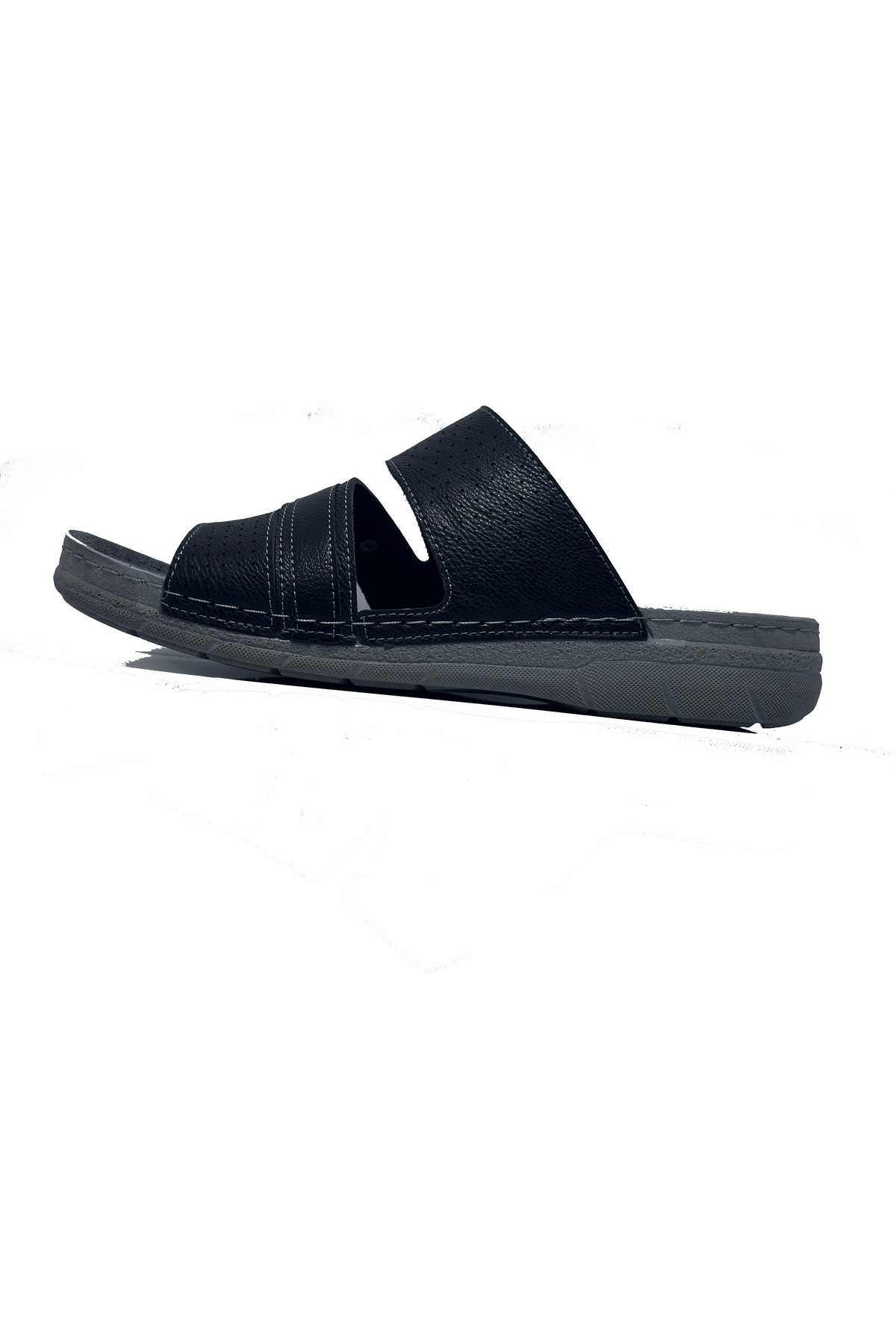 ayaktarz-Enova Black Velcro Comfortable Stylish Outward Men's Slippers 3