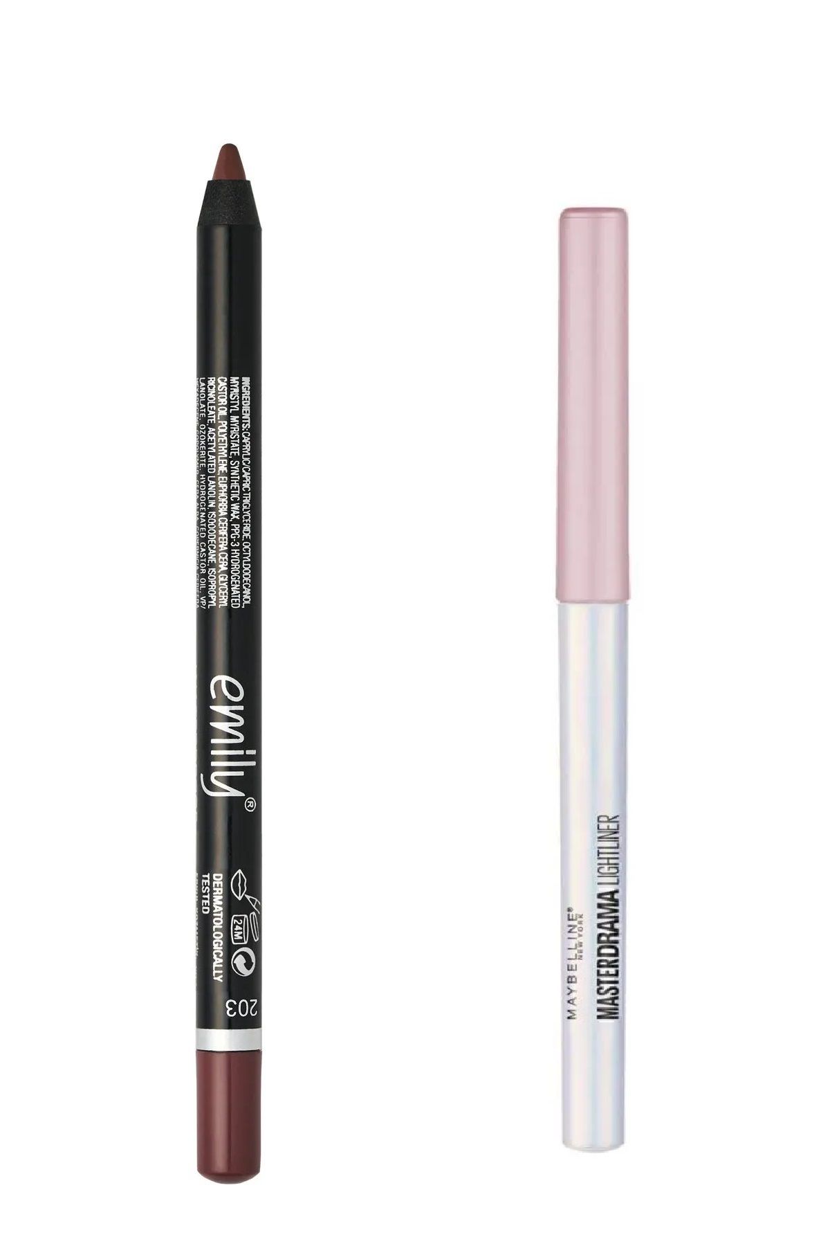 EMILY Dudak Kalemi No: 203 & Maybelline New York Master Drama Lightliner Göz Kalemi - 25 Glimmerlight Pink