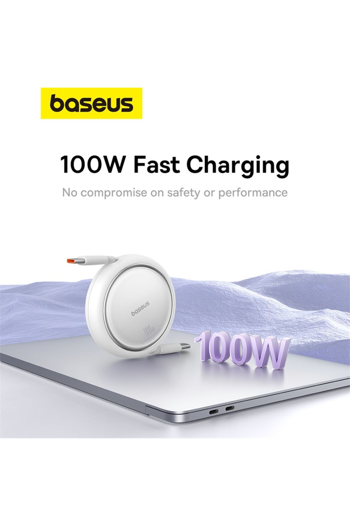 Baseus-Baseus 100W Free2 Draw Mini Both-Way Retractable USB-C to USB-C Fast Charging Data Cable 1M - White 4