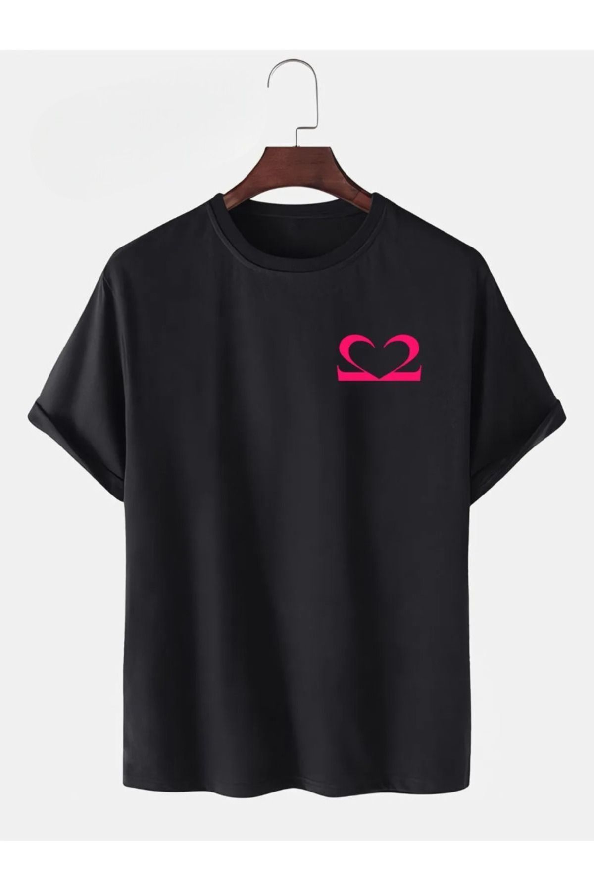 İnazuma Outdoors İnazuma Unisex Oversize Baskılı Pamuklu Bisiklet Yaka Kısa Kollu SİYAH T-shirt