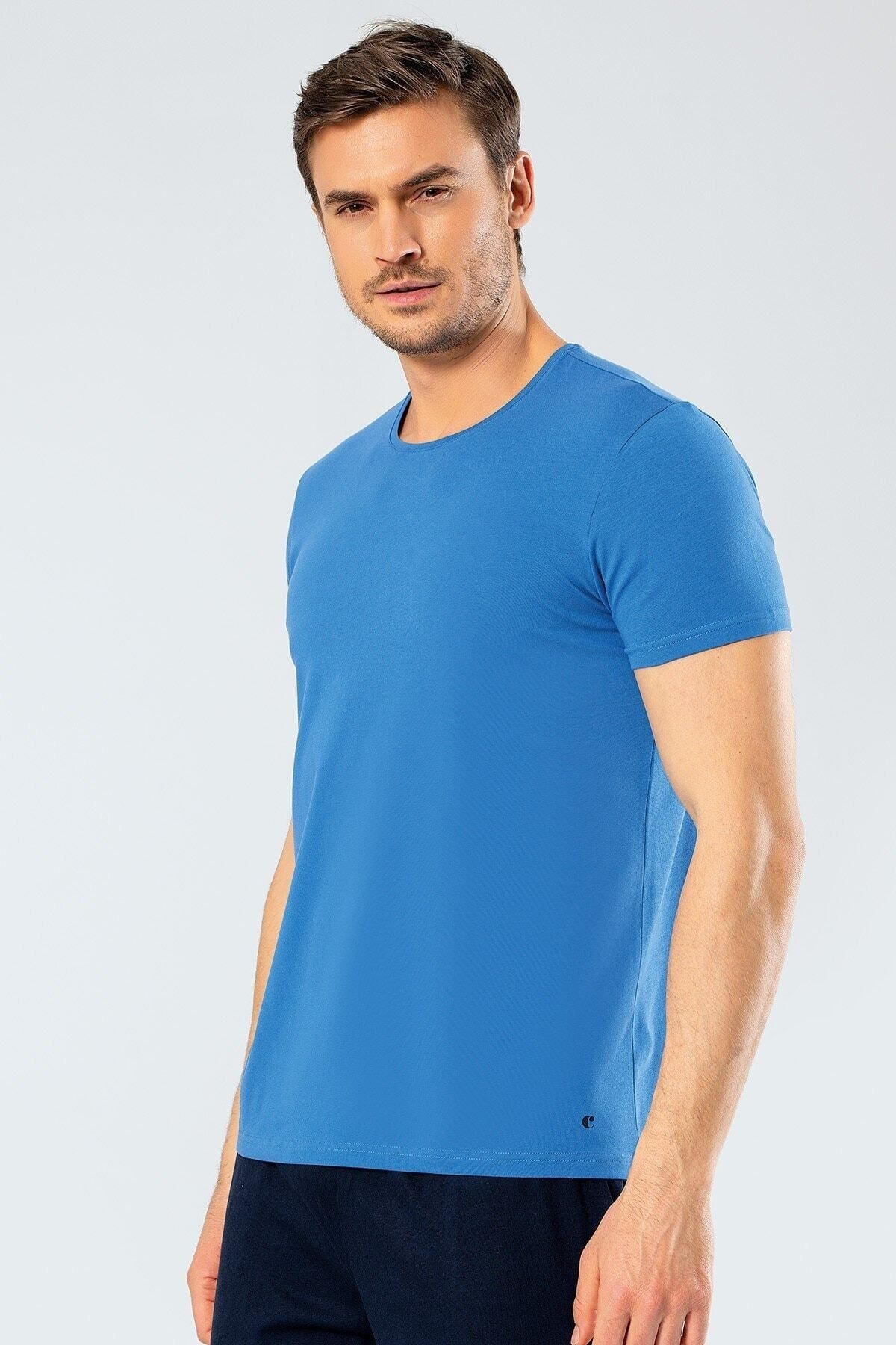 Cacharel %95 Pamuk %5 Likra Bisiklet Yaka Erkek T-shirt