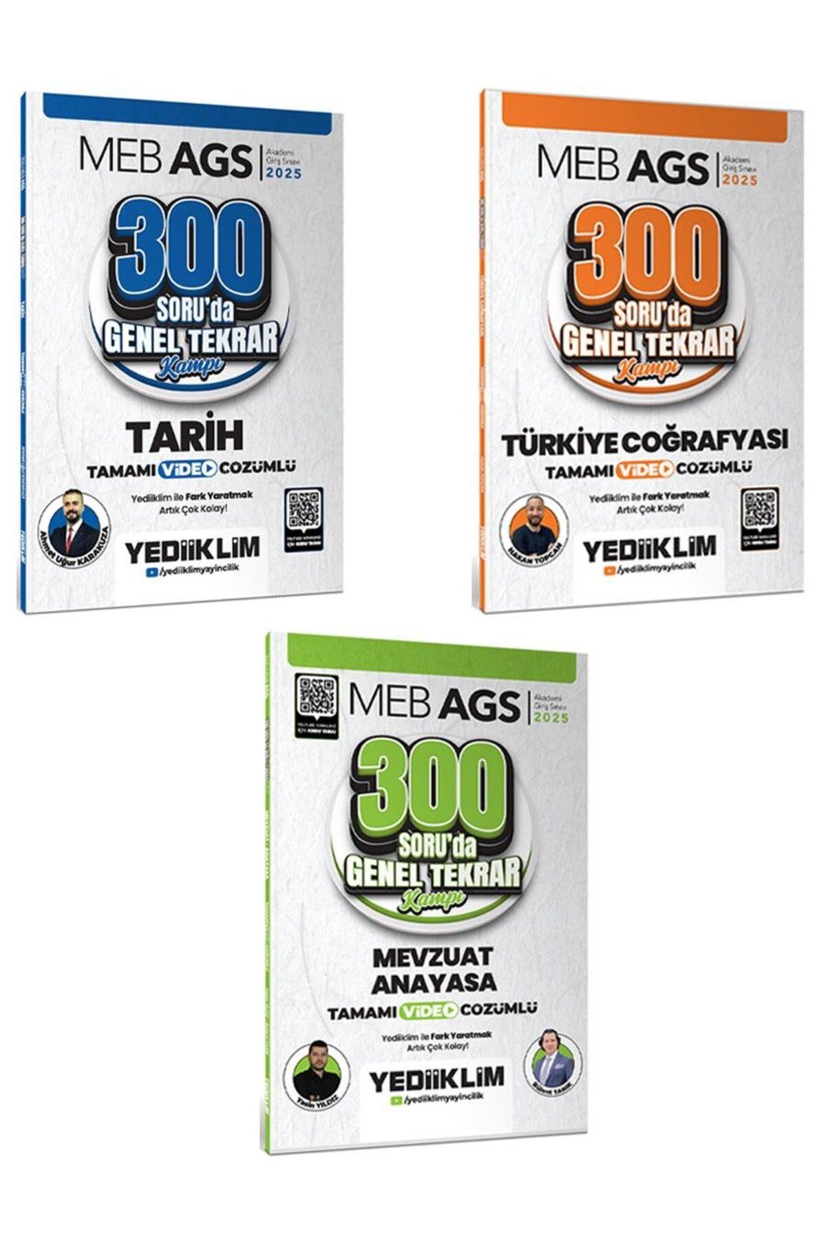 Yediiklim Yayınları Yediiklim 2025 MEB AGS Tarih Türkiye Coğrafyası ve Mevzuat Anayasa 300 Soruda Tamamı Vido Çözümlü Ge
