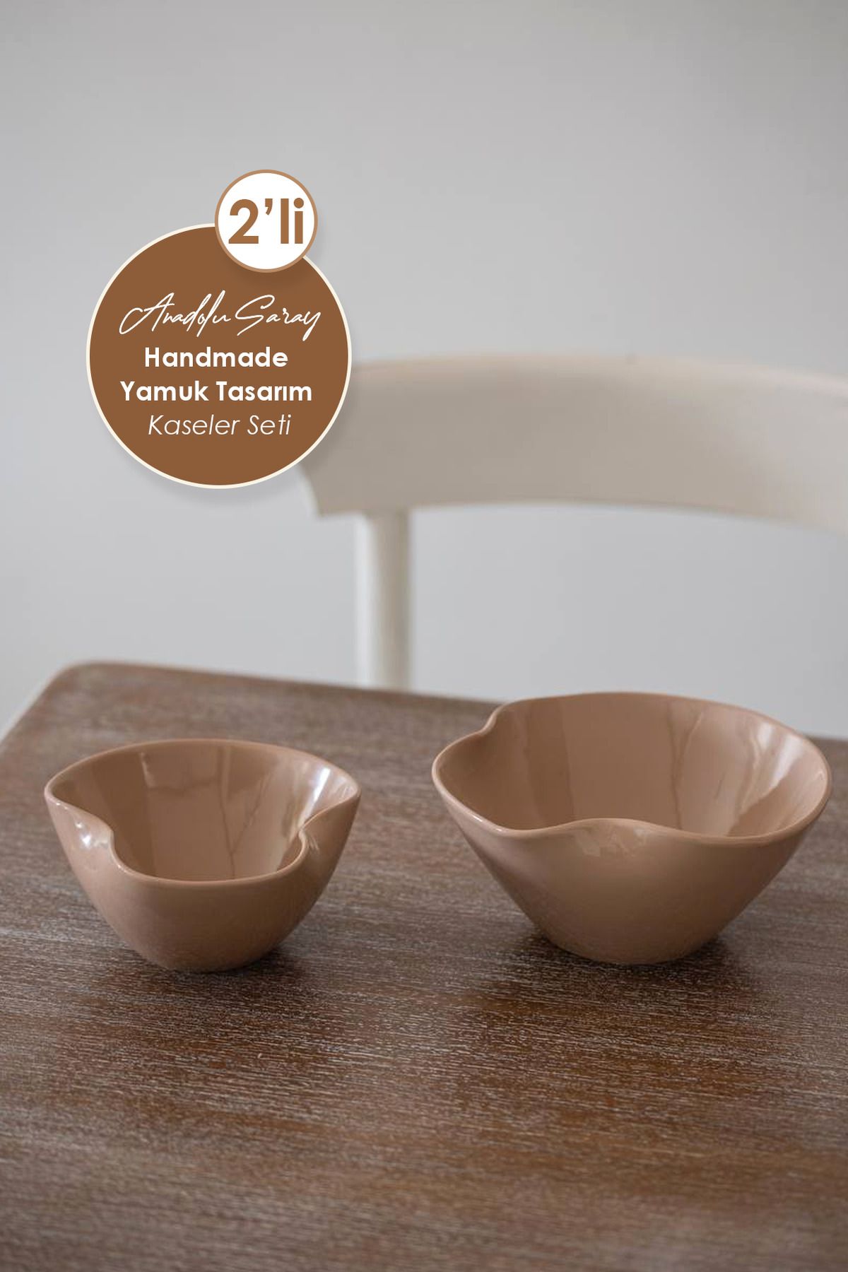 Anadolu Saray-2Pcs Nordic Trapezoid Design Ceramic Bowl Set of 2 Modern Style Serving & Salad Presentation Bowl 3