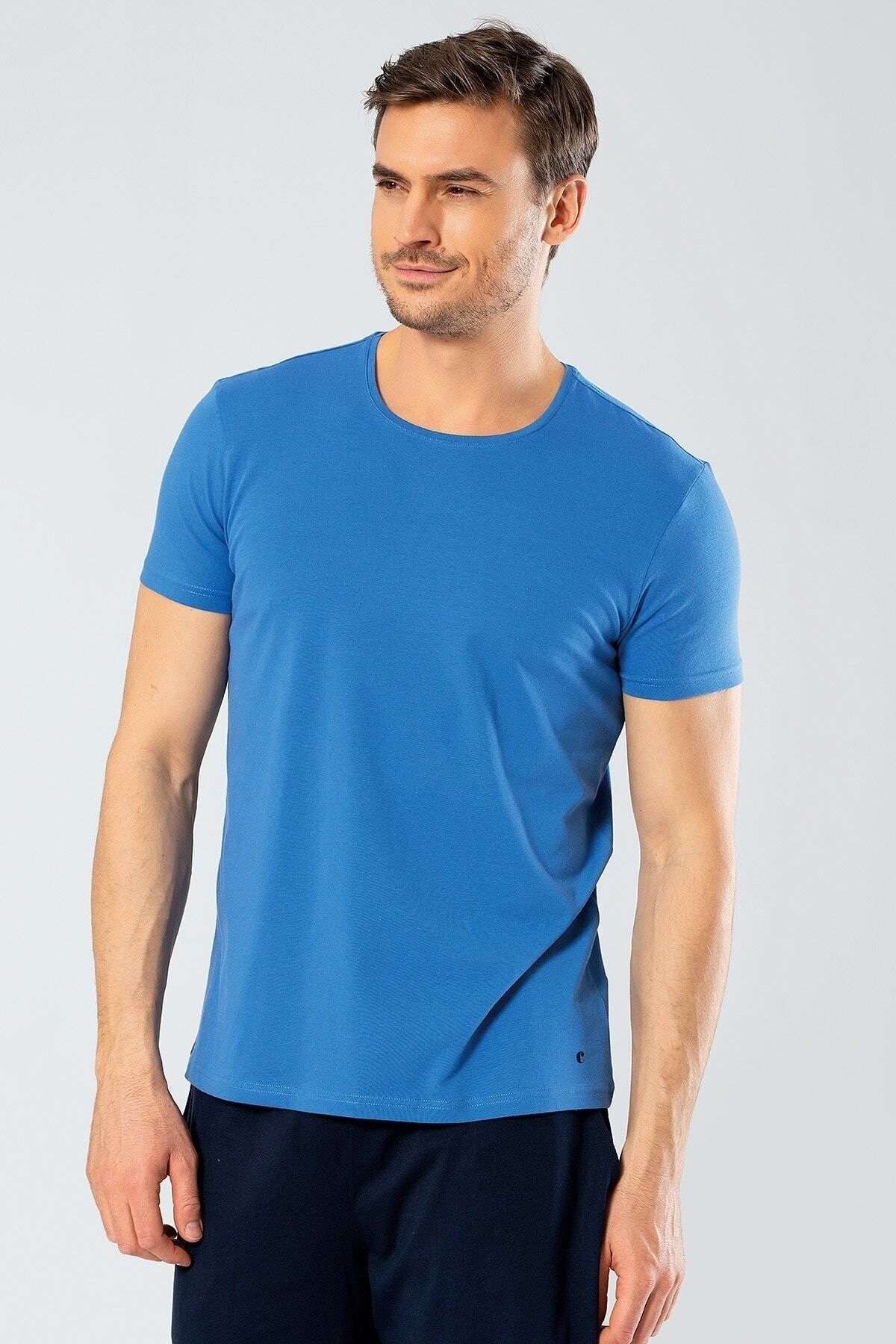Cacharel Erkek Pamuklu V Yaka Kısakol T-shirt, %95 Pamuk %5 Likra