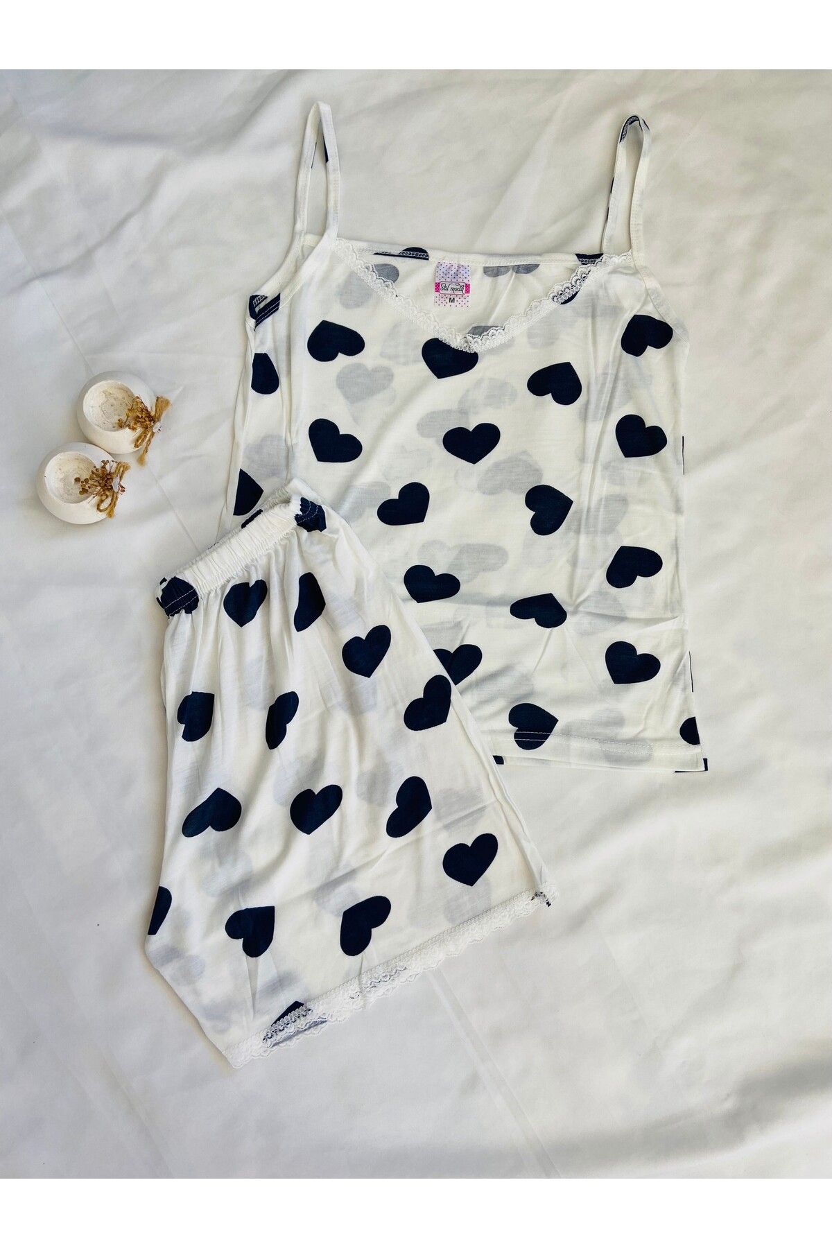 Liliths Dream Lacivert Kalpli Şortlu Pijama Takımı