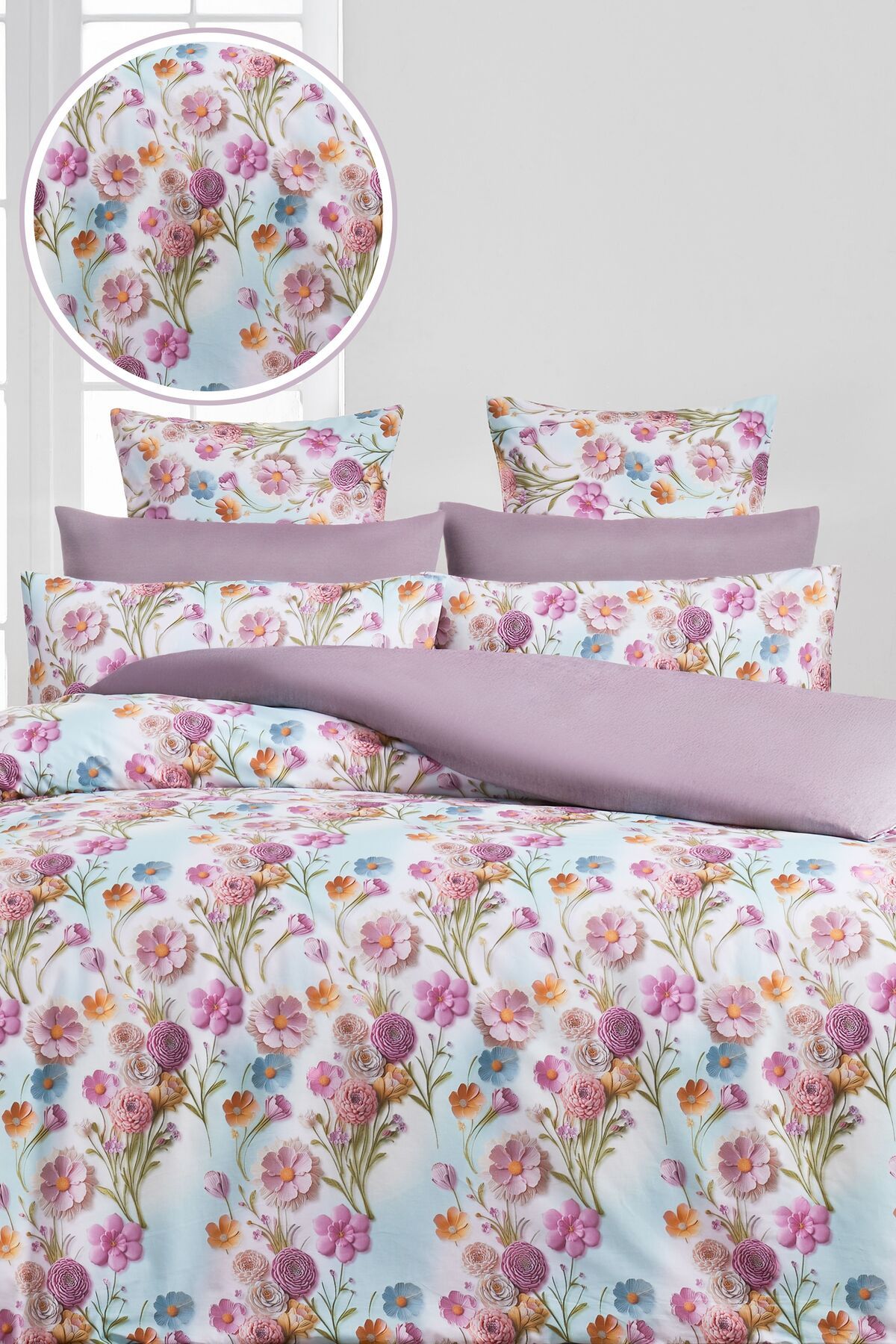 Sheri Home 3D Bahar Çift Kişilik 1 Adet Nevresim (YORGAN KILIFI)200 Cm X 220 CmFlowersbejmalzeme: %100 Pamuk.