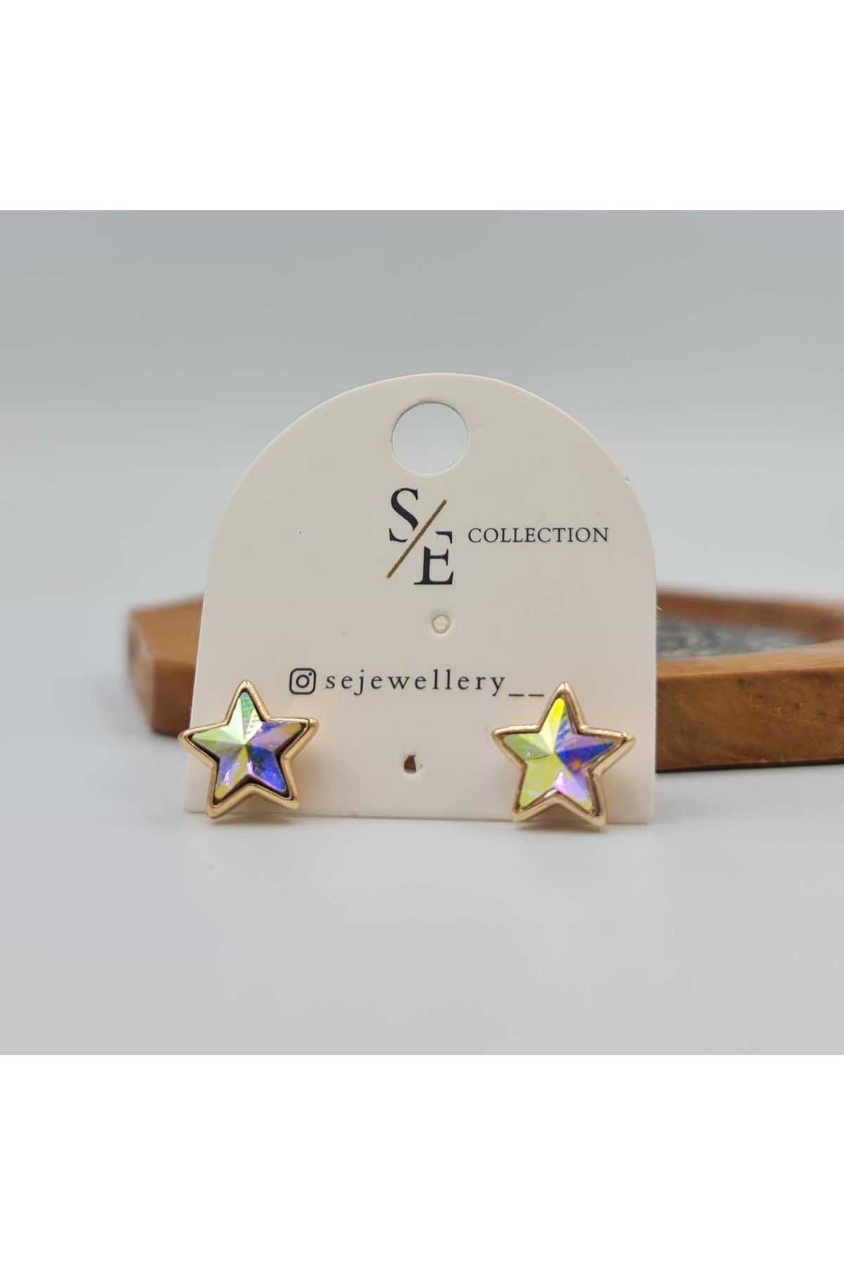 SE Jewellery Collection Selin Ersoy VIP Rose Yıldız Model Hologram Zirkon Taşlı Çivi Küpe – Xuping