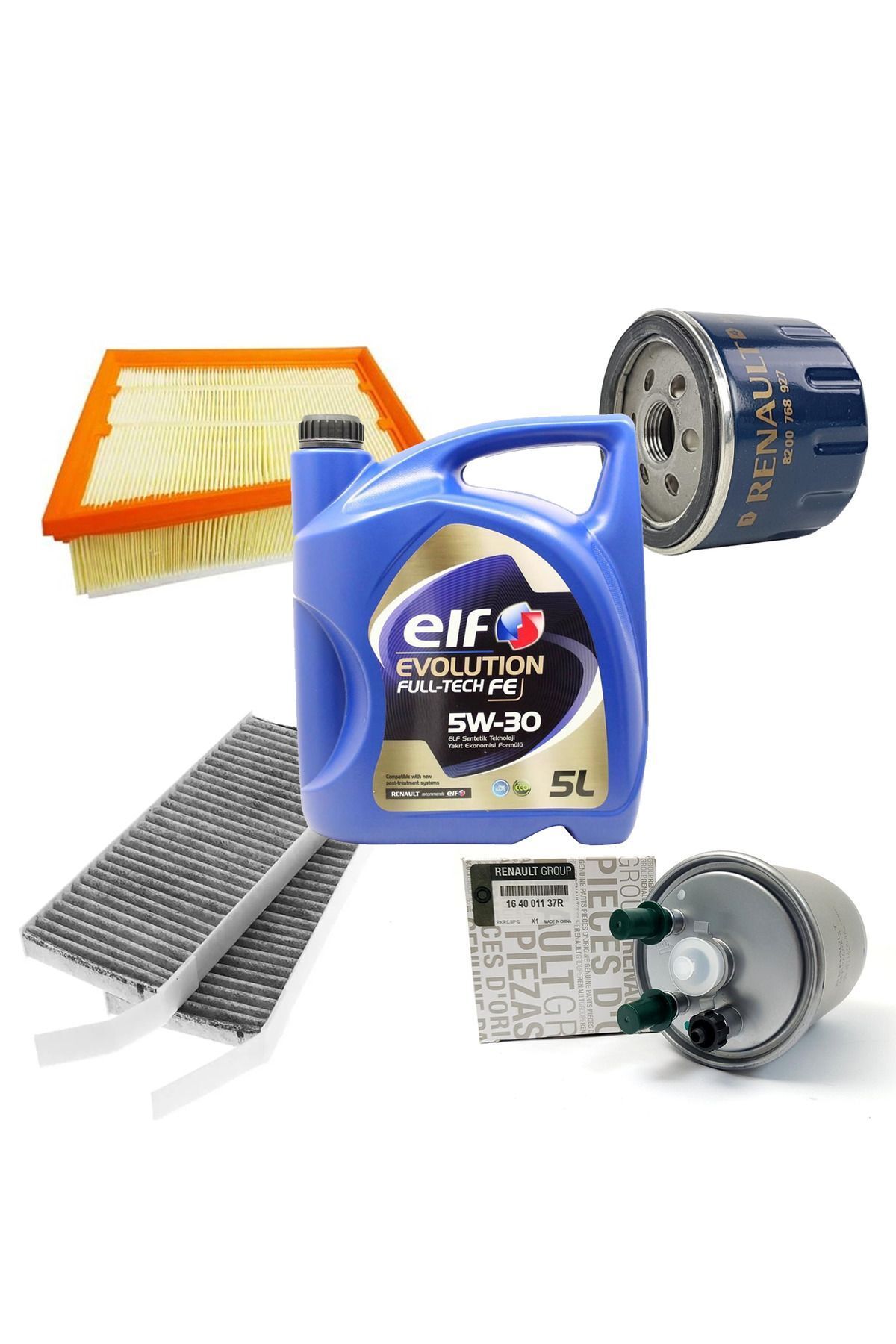 ELF Fultech 5w-30 fe 5lt +Renault Latitude 1.5 DCi Filtre Bakım Seti 110 BG Model 2011-2019 4+1