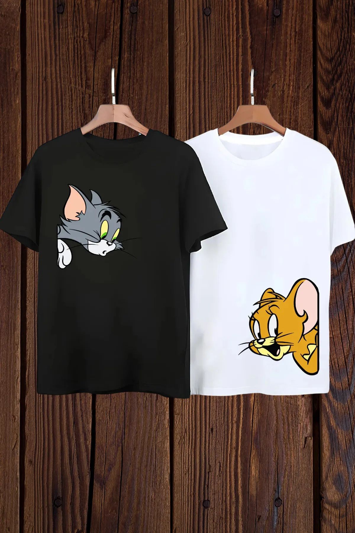 FeaR LeeS 2 li Tom Jerry Çift Sevgili Arkadaş Kardeş Kombin Hediye Doğum Günü Sevgililer Günü Tişört T-shirt