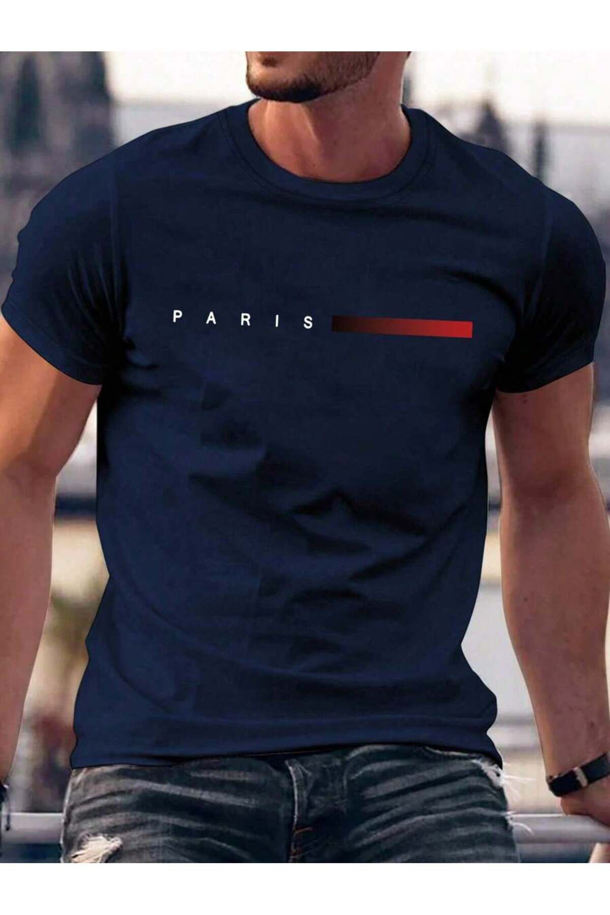 PAVRO Unisex Oversize tişört Paris Baskılı T-shirt