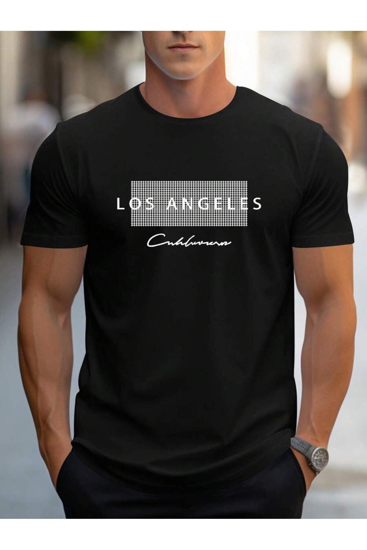 PAVRO Unisex Oversize tişört Los angels Baskılı T-shirt