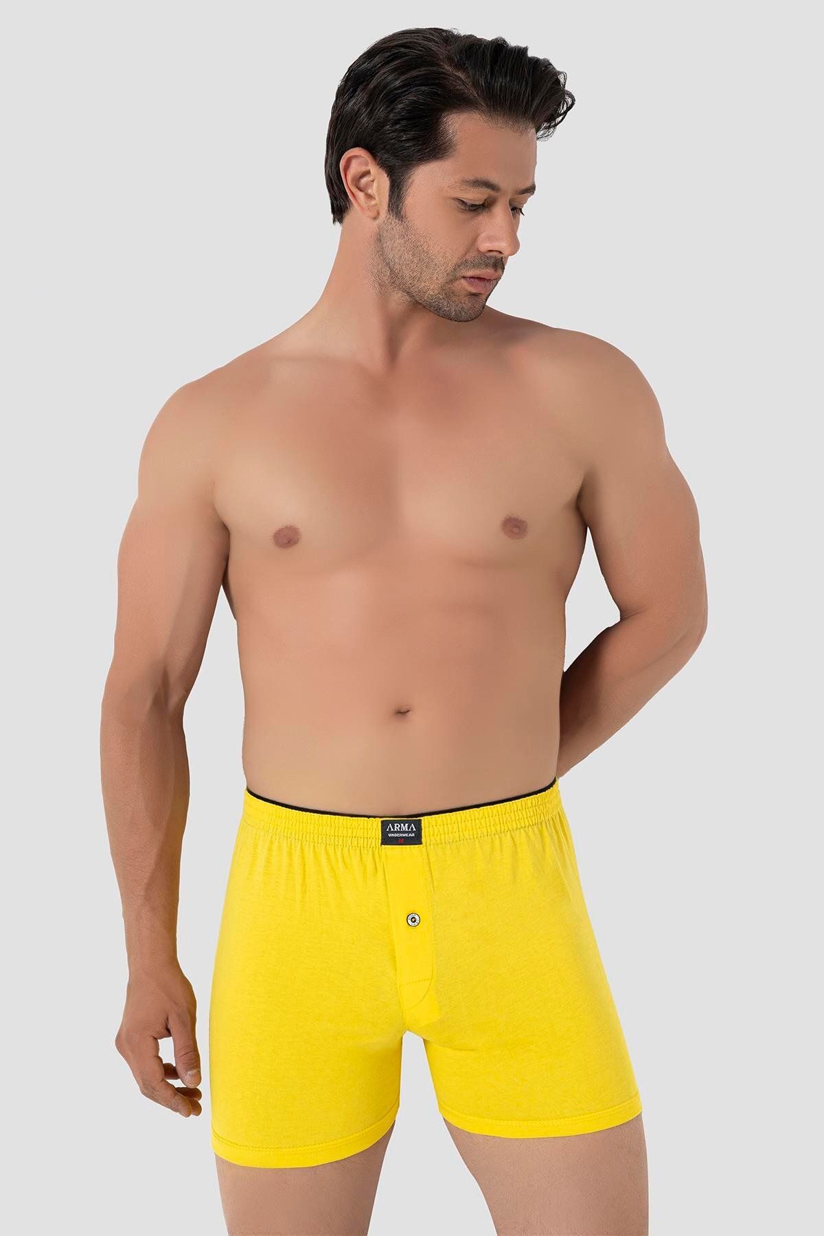 Arma Yıldız-Men's Yellow Boxers - Pack of 3 100% Cotton Combed Cotton 2