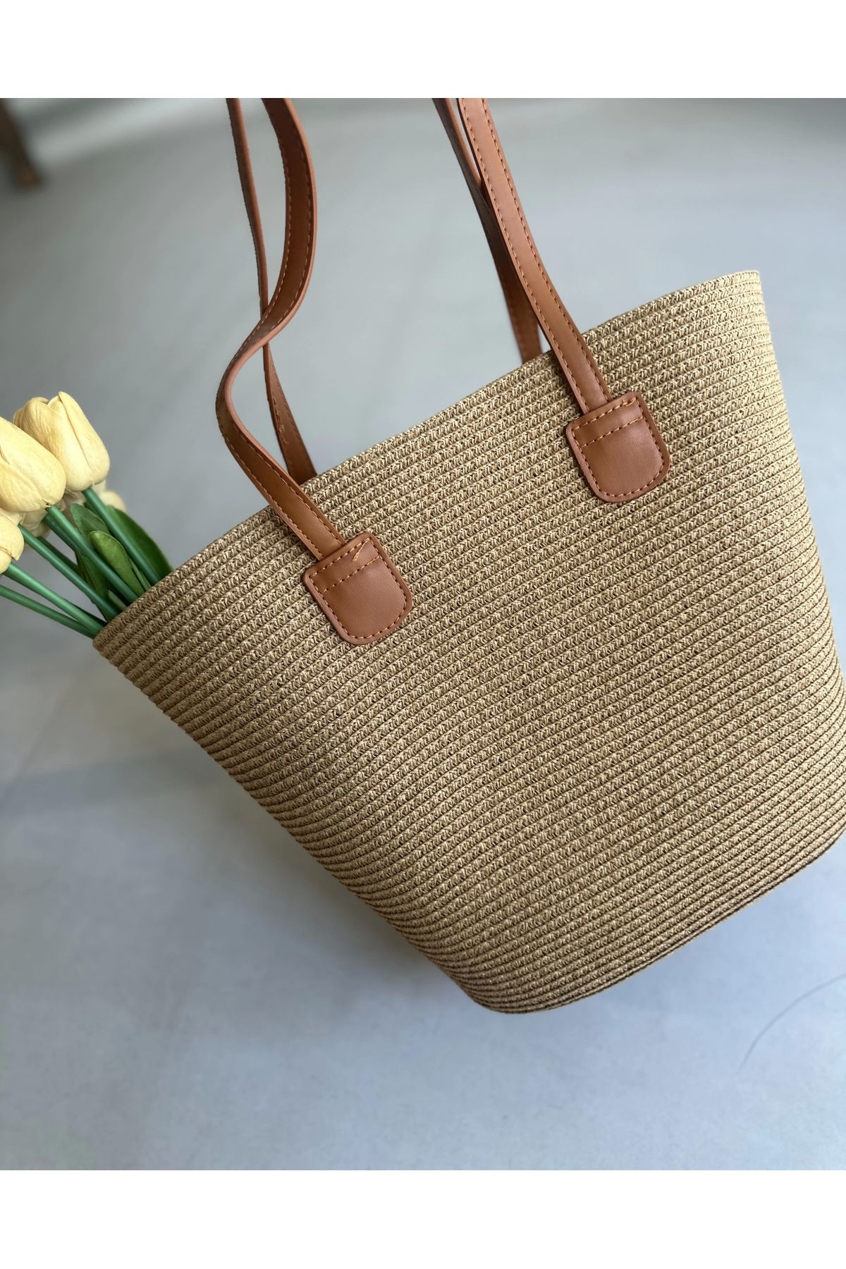 moneta boutique Kadın Hasır Omuz Plaj Çantası