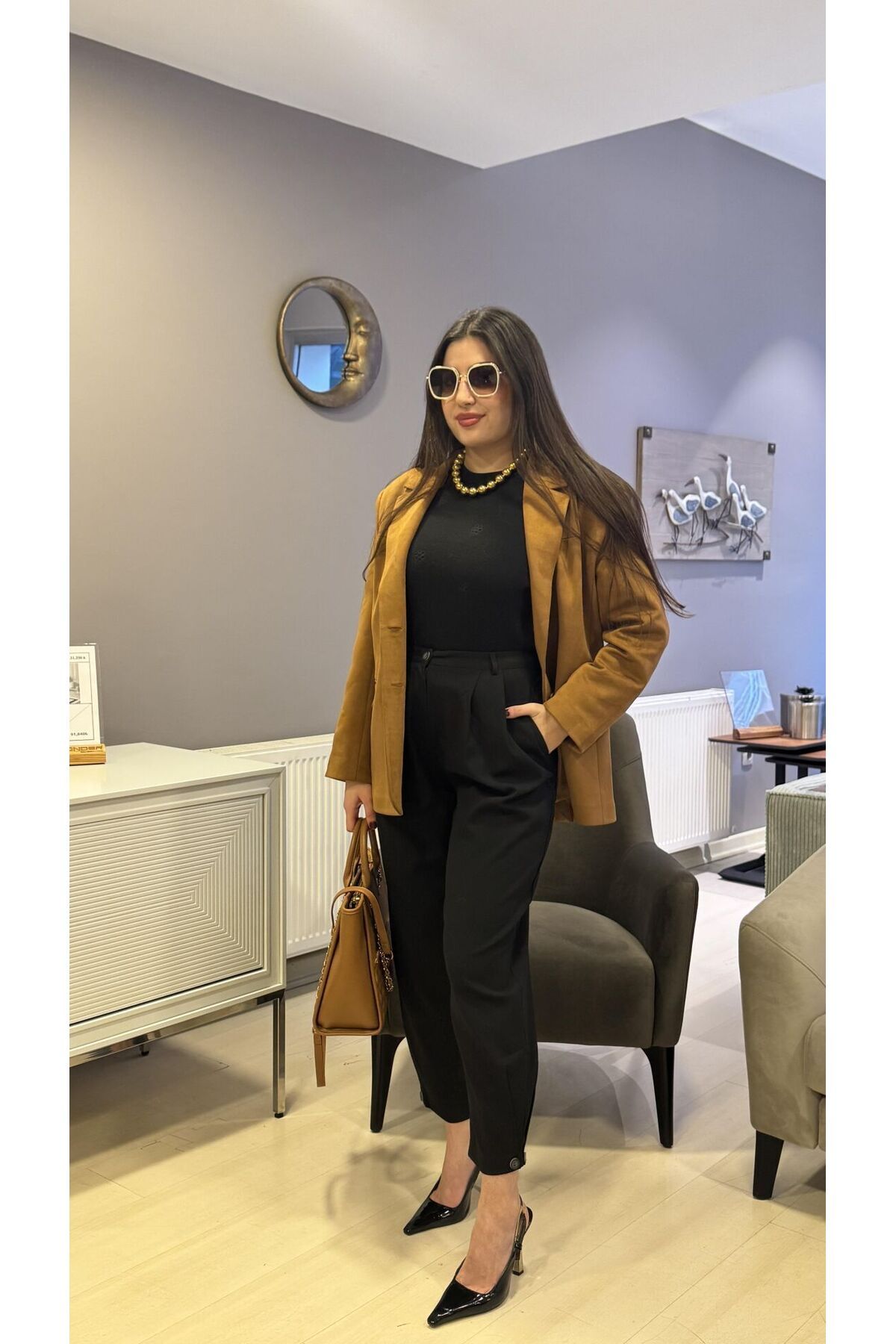 SUNAYBUTİK HARDAL SARISI BLAZER CEKET-M-L - HARDAL