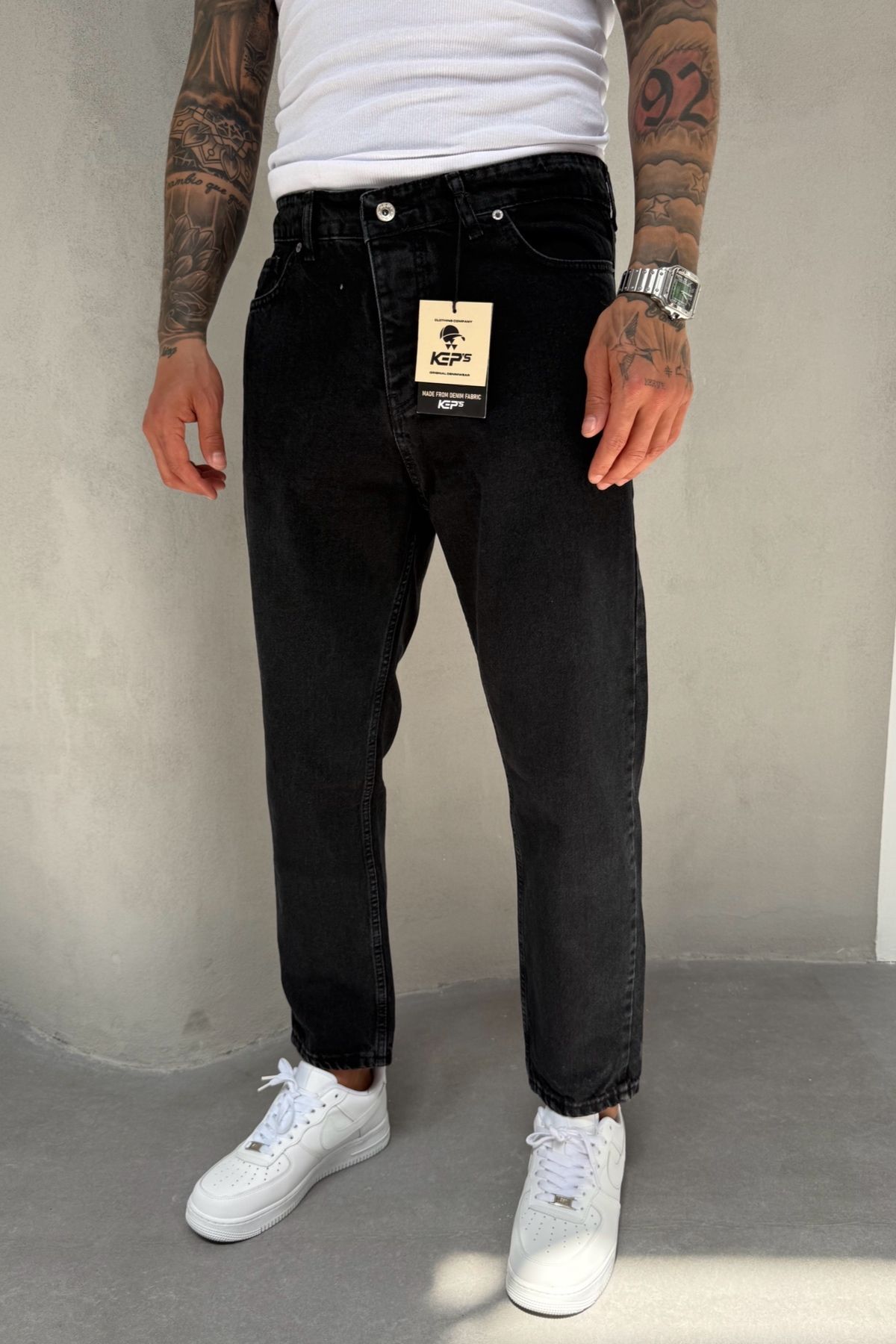 MADZEYMODA Füme Denim Kumaş Boyfriend Kalıp Erkek Jean Kot Pantolon KE-377