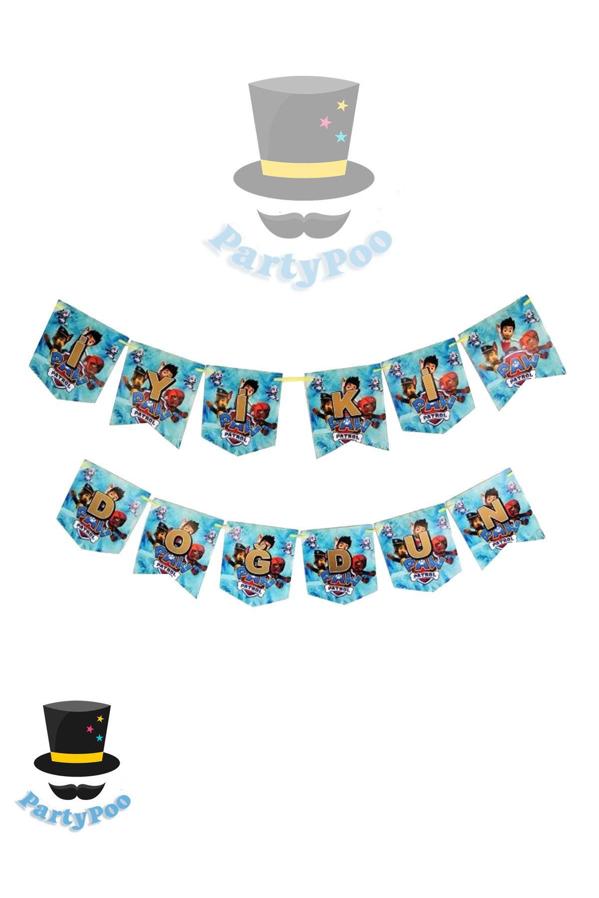 PartyPoo Paw Patrol Temalı Doğum Günü İyiki Doğdun Banner Paw Petrol Doğum günü