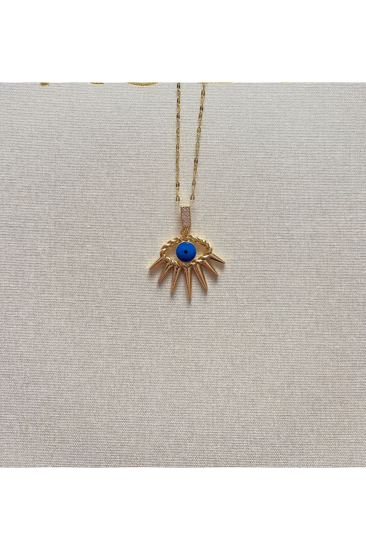 FIERA JEWELRY Göz Detay Charm Zirkon Taşlı Kadın Çelik Kolye