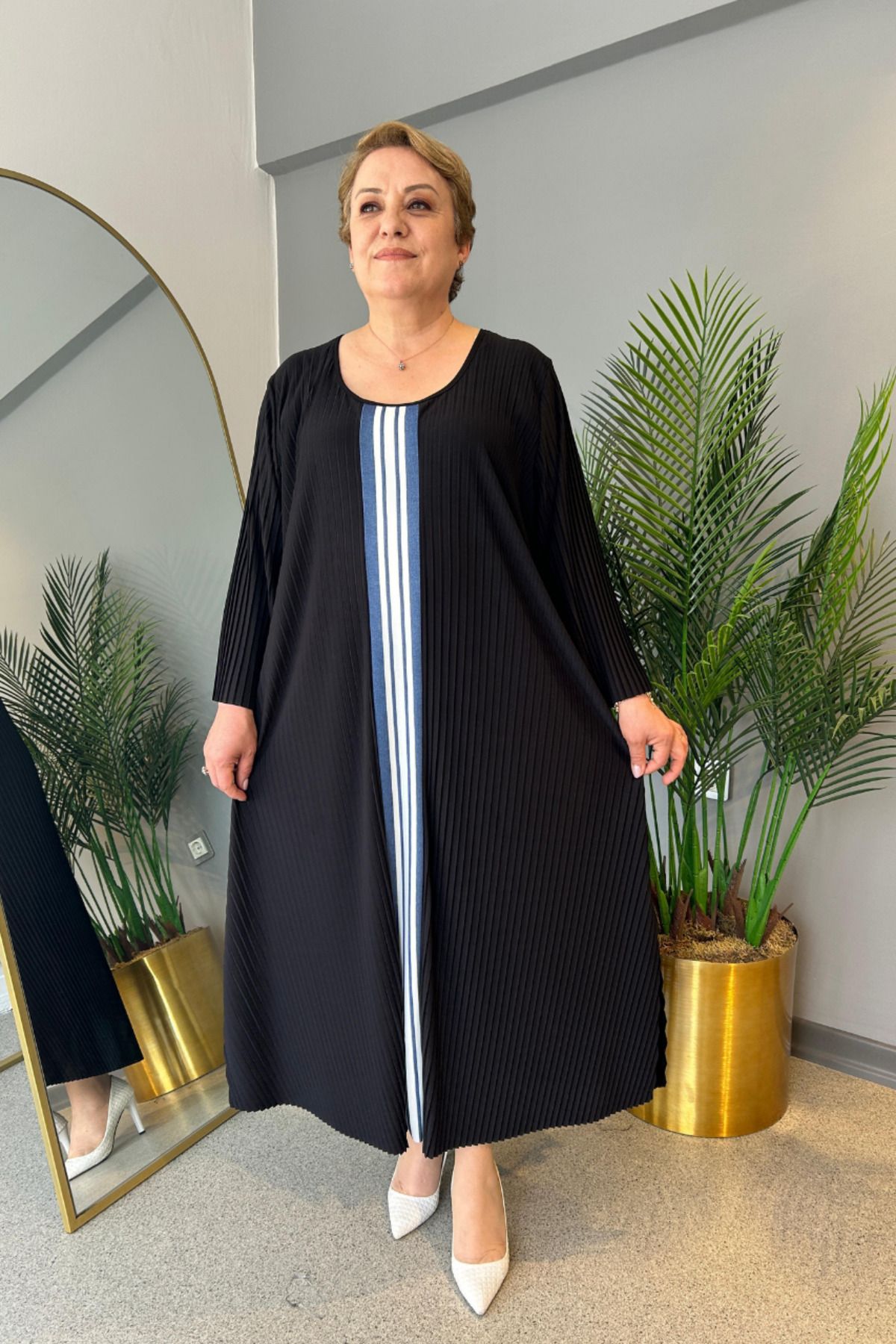 selma Büyük Beden Plise Elbise