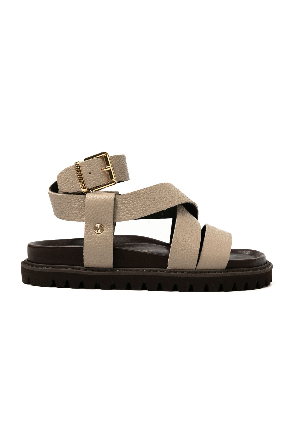 Genuins Kadın / Kız Terlik ZAHA EMBOSSED G106324 Genuins LeatherTaupe