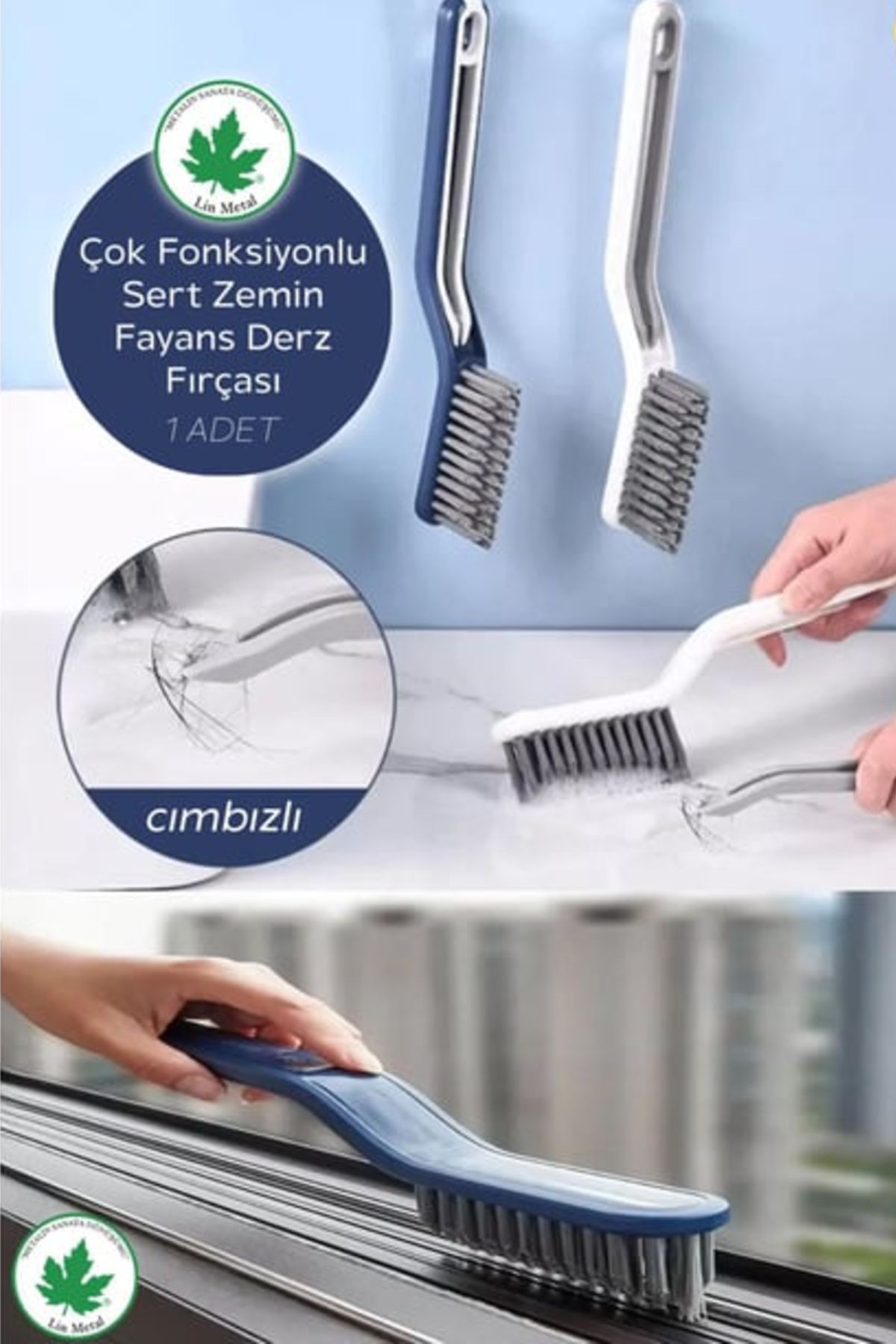 VİGENTİNO Çok Fonksiyonlu Derz Zemin Fayans Banyo Mutfak Oluk Temizleme Fırçası Çöp Cımbızlı Temizleme Fırçası