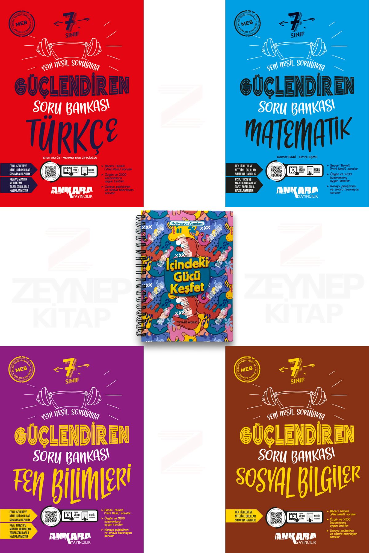 Ankara Yayıncılık 7.Sınıf Güçlendiren Soru Bankası(Türkçe-Matematik-Fen-Sosyal)(Motivasyon Ajandam Hediye)