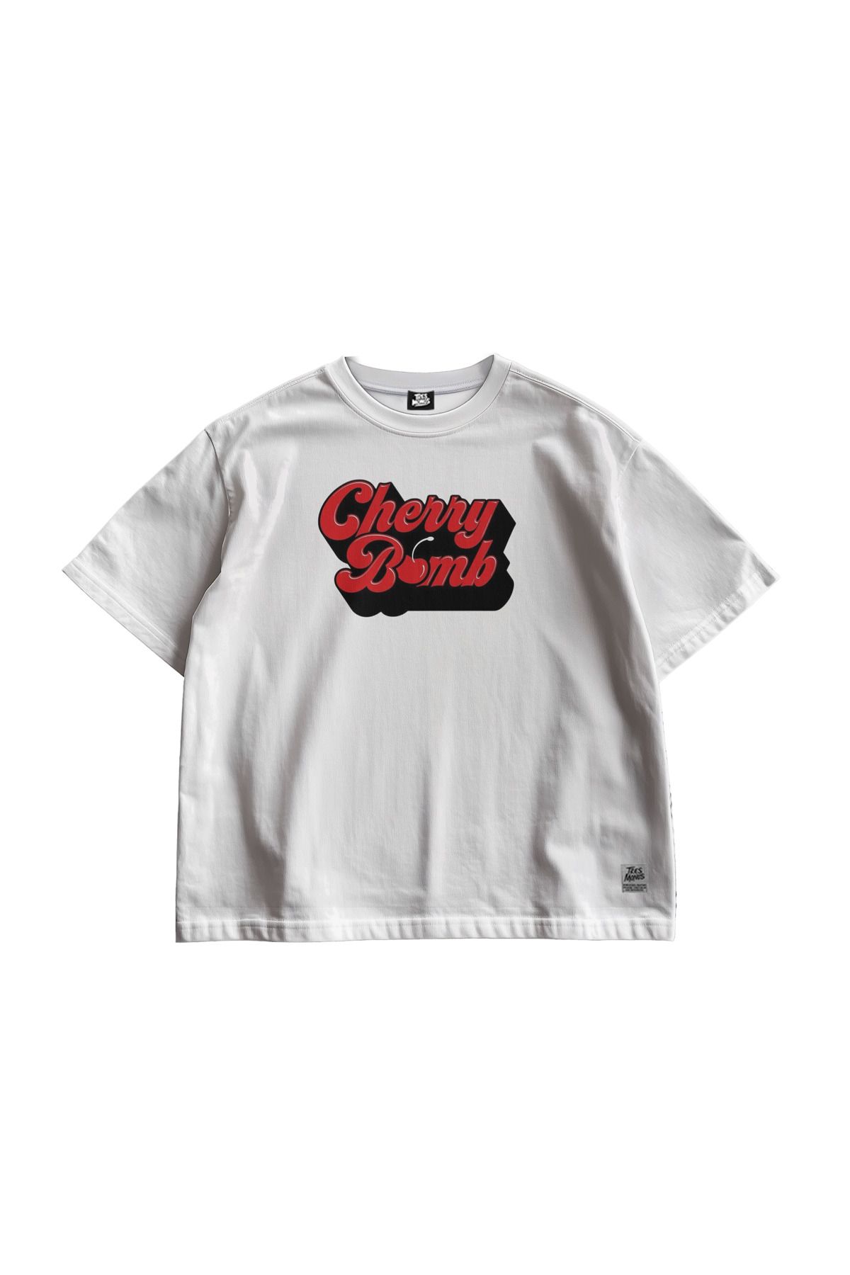 TresMonos Cherry Bomb Baskılı Oversize Kısa Kesim Pamuklu Tişört