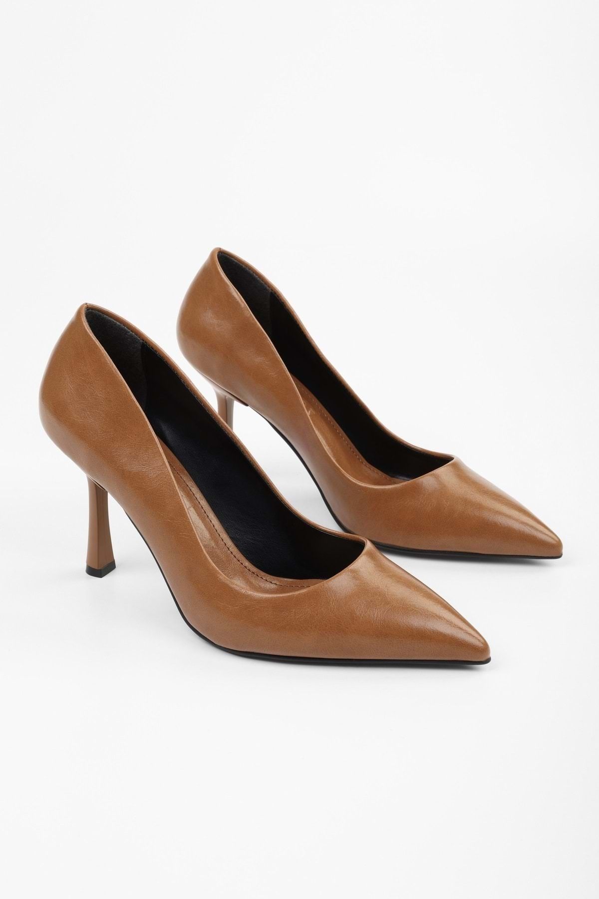 Shoeberry Kadın Vague Karamel Cilt Stiletto